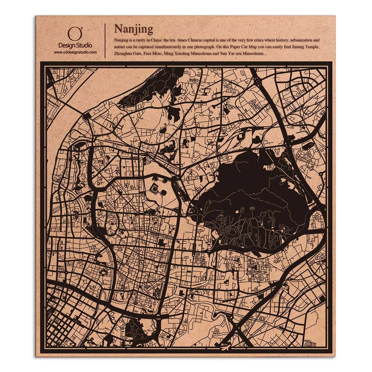 o3designstudio paper cut map Nanjing Black map art MU1036B