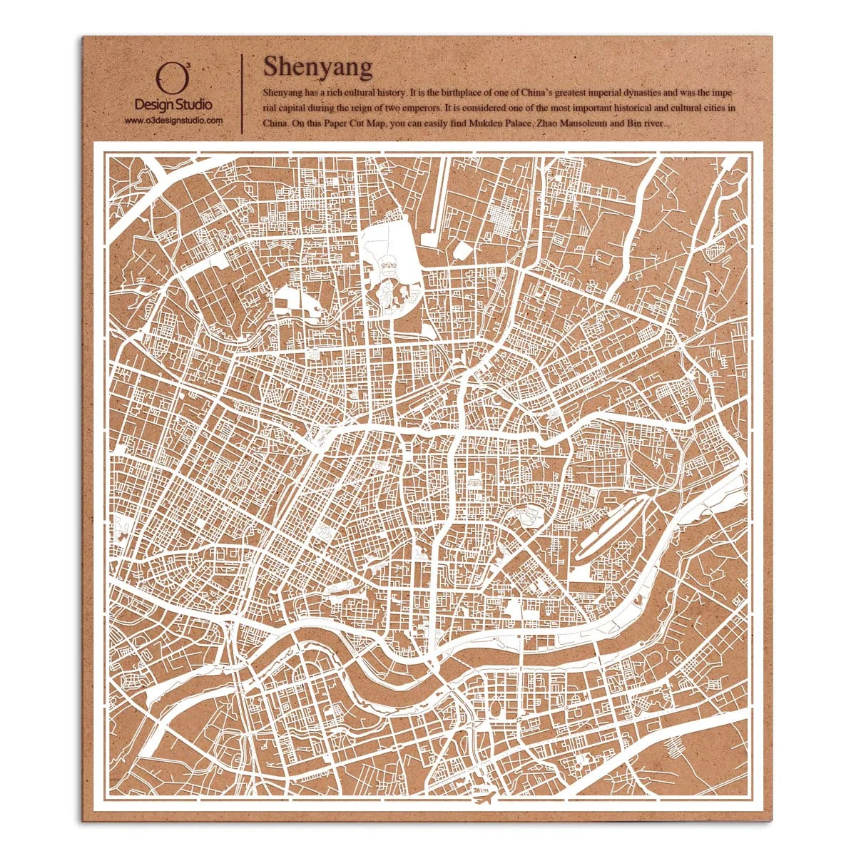 o3designstudio paper cut map Shenyang White map art MU1044W