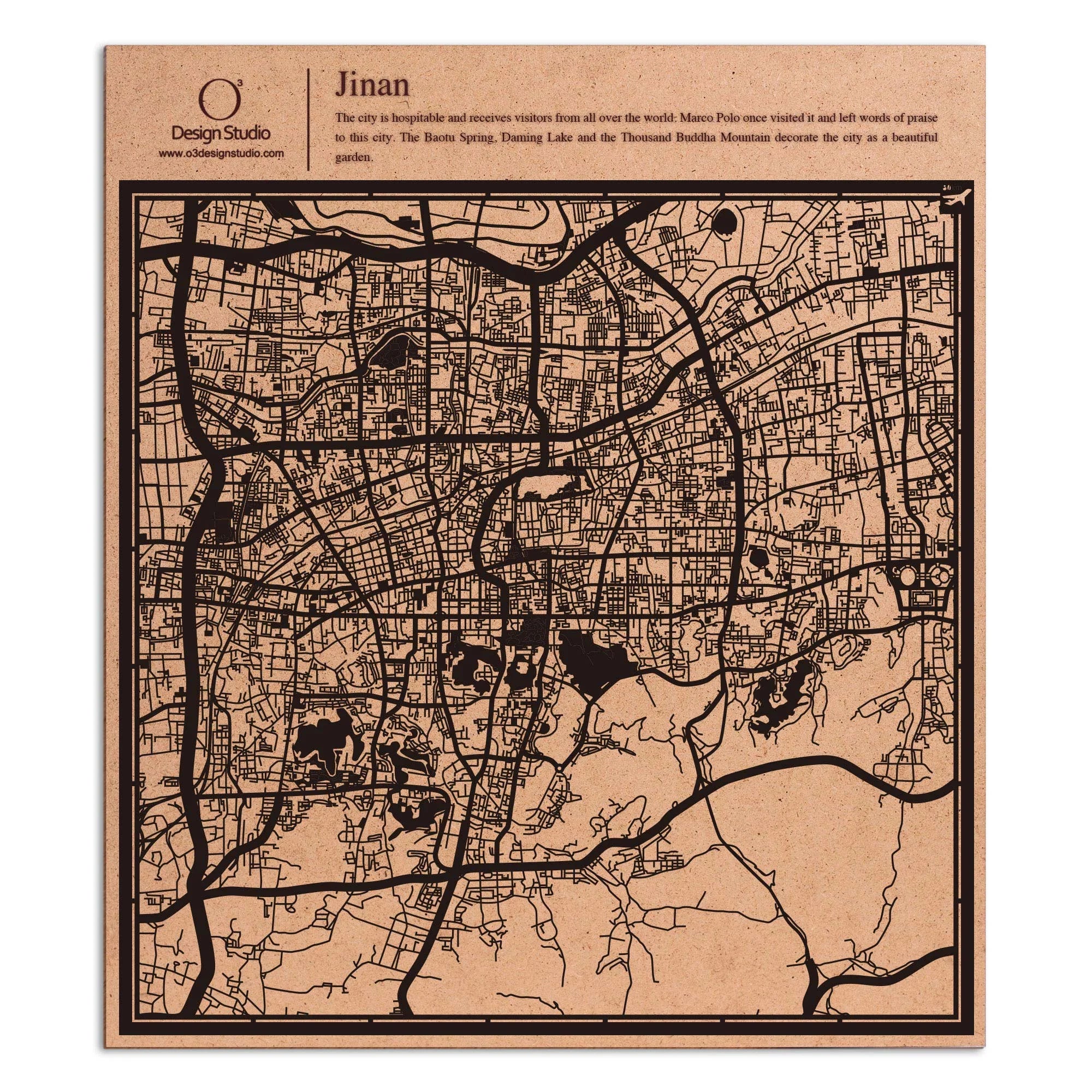 o3designstudio paper cut map Jinan Black map art MU1046B