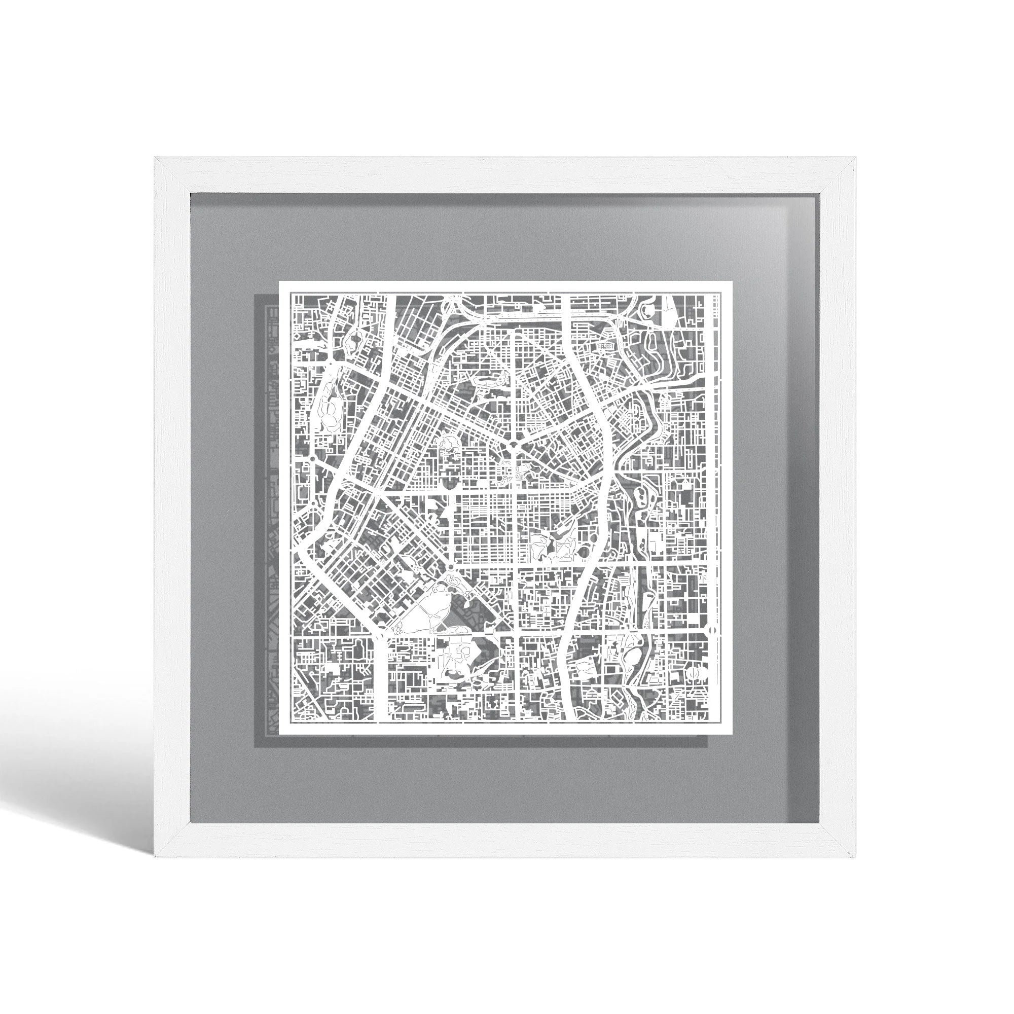 o3designstudio Changchun Paper cut map framed 9 inch White map White frame map art 22MF1049WW
