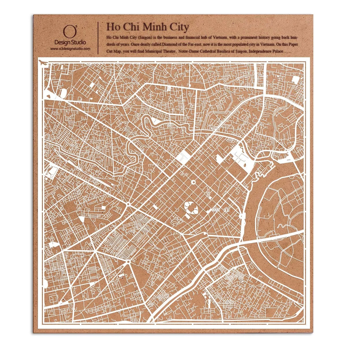 o3designstudio paper cut map Ho Chi Minh City White map art MU1031W