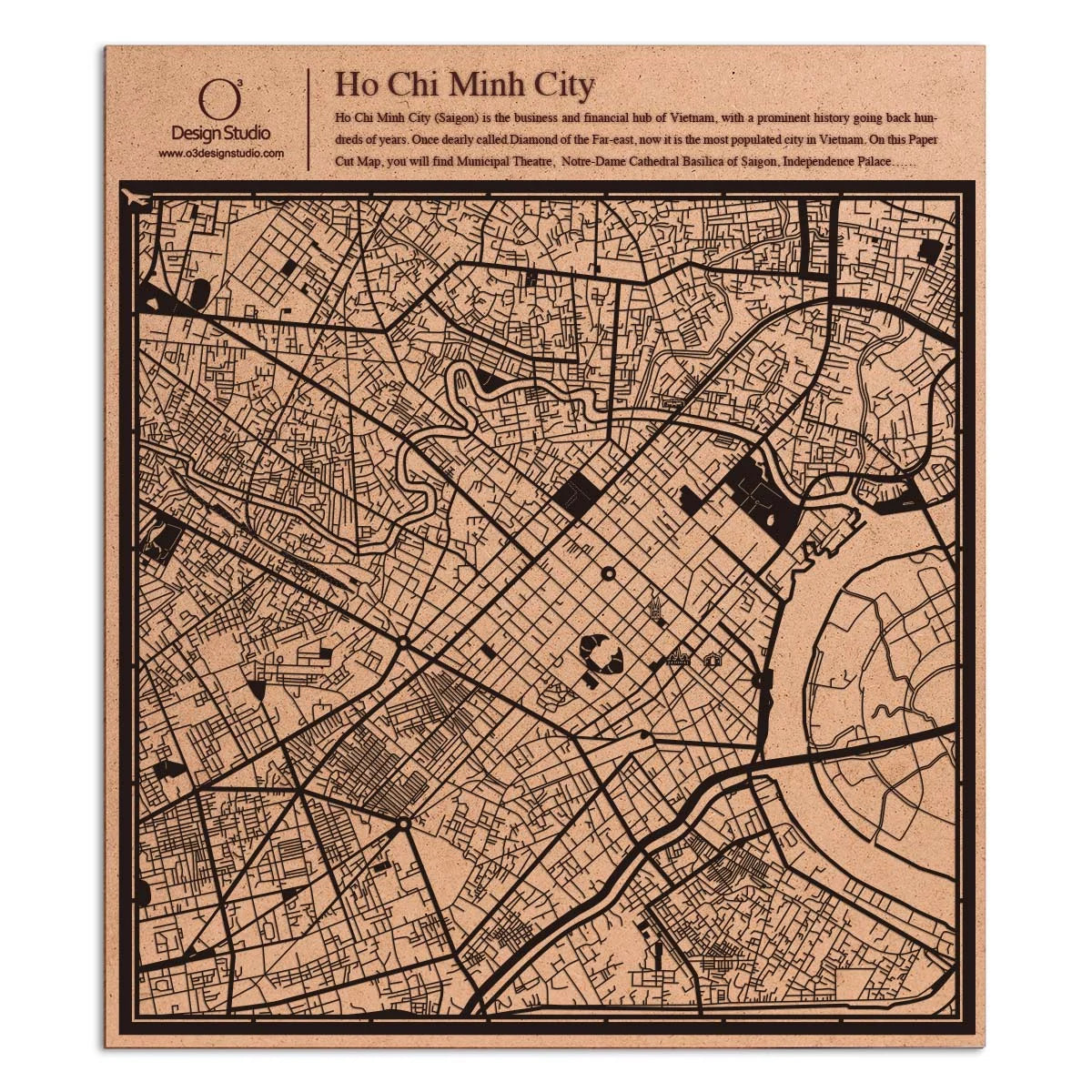 o3designstudio paper cut map Ho Chi Minh City Black map art MU1031B