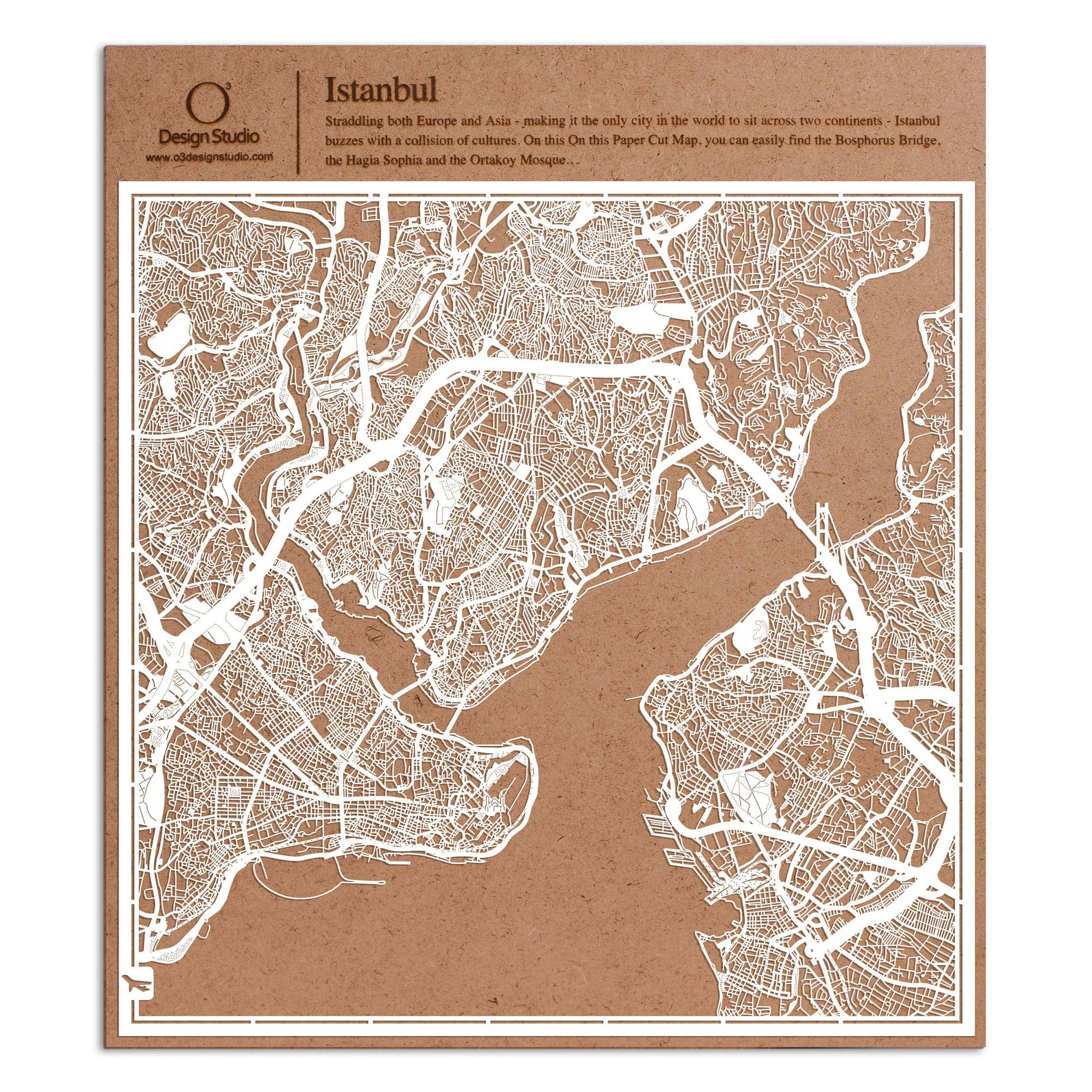 o3designstudio paper cut map Istanbul White map art MU1009W
