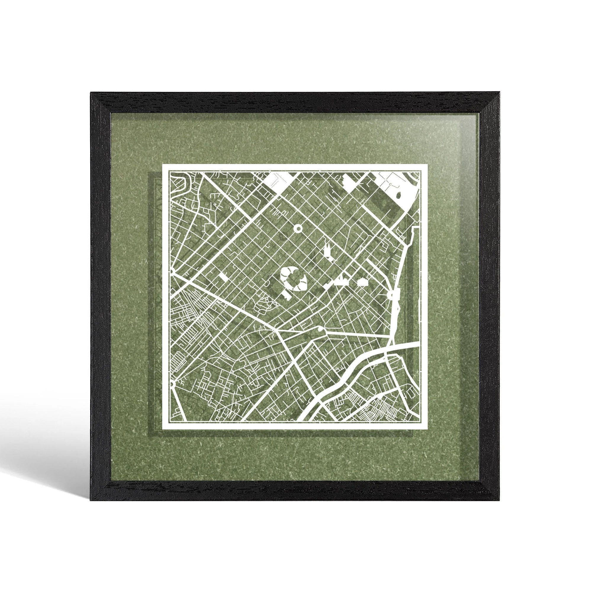 o3designstudio Ho Chi Minh City Paper cut map framed 9 inch White map Black frame map art 22MF1031BW