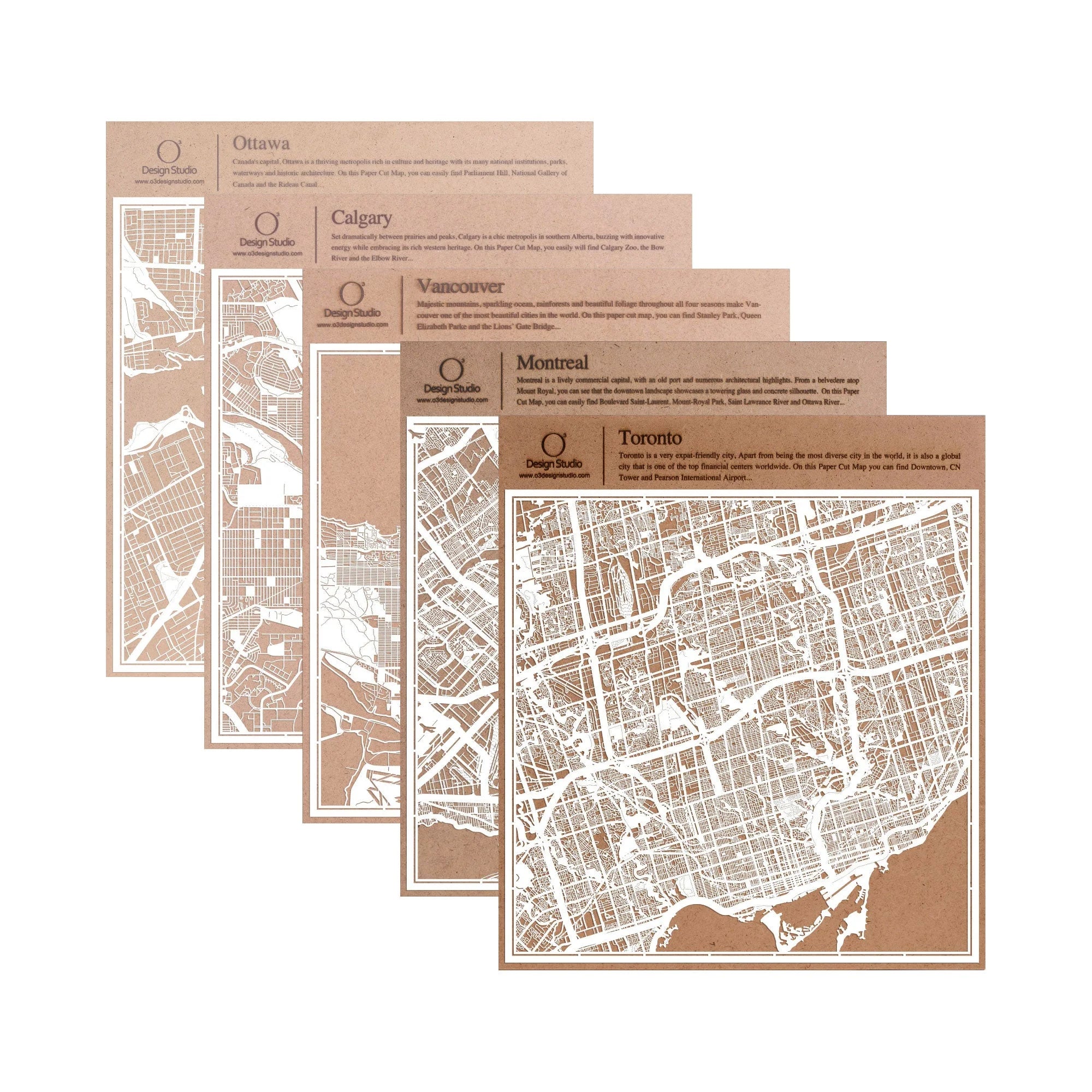 o3designstudio paper cut map Canada & Latin America West 30*30cm map art group
