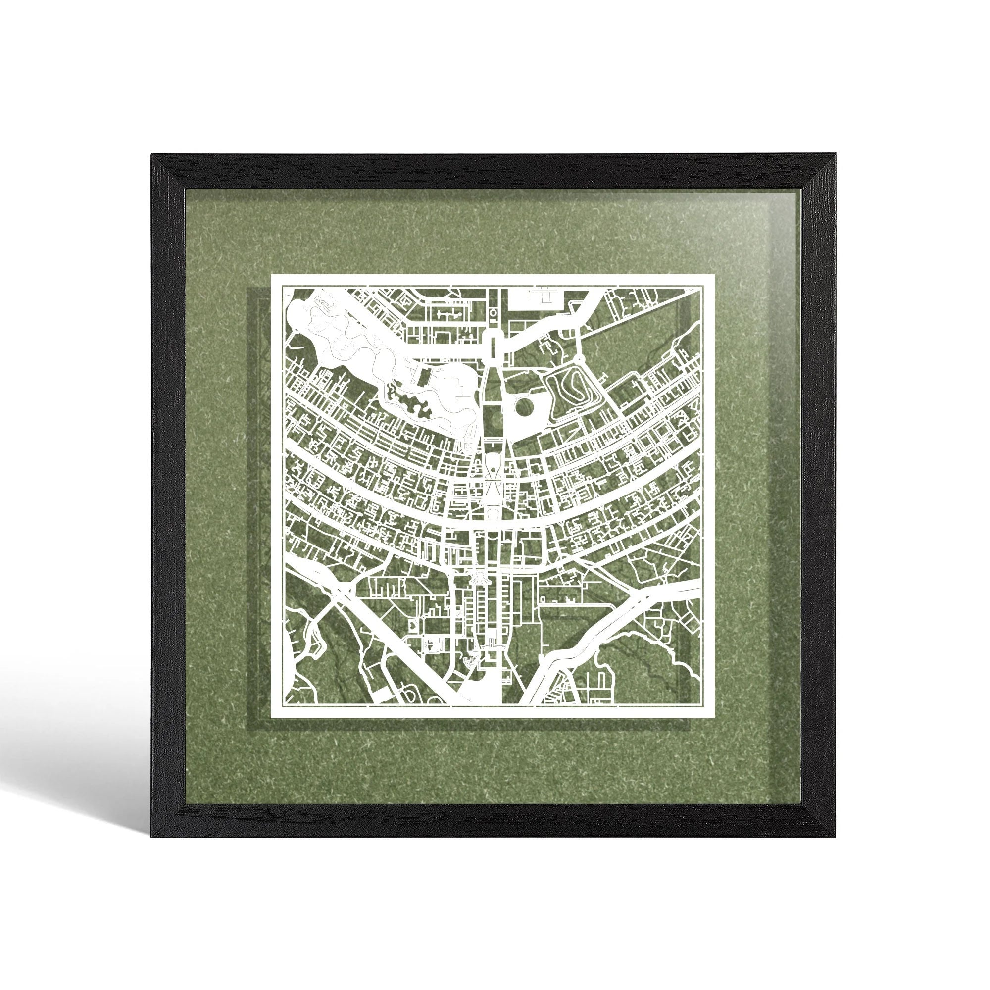 o3designstudio Brasilia Paper cut map framed 9 inch White map Black frame map art 22MF2307BW