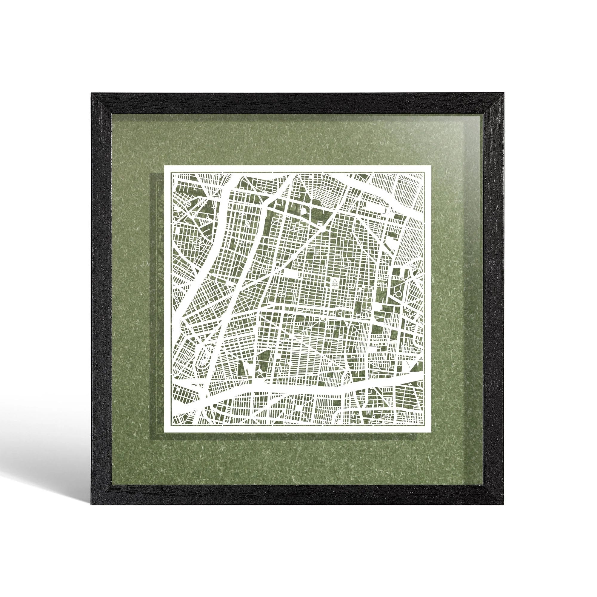 o3designstudio Mexico City Paper cut map framed 9 inch White map Black frame map art 22MF2305BW