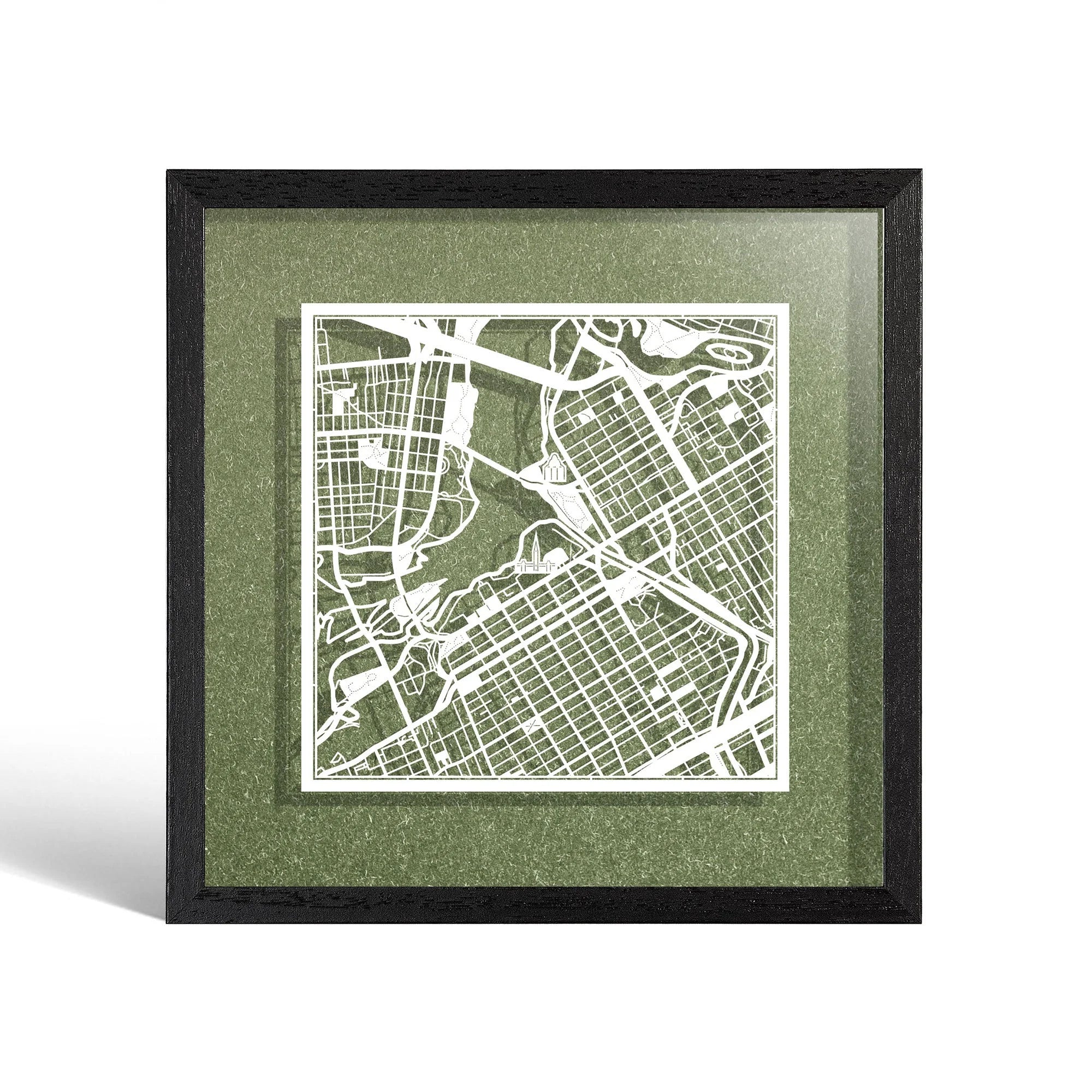 o3designstudio Ottawa Paper cut map framed 9 inch White map Black frame map art 22MF2206BW