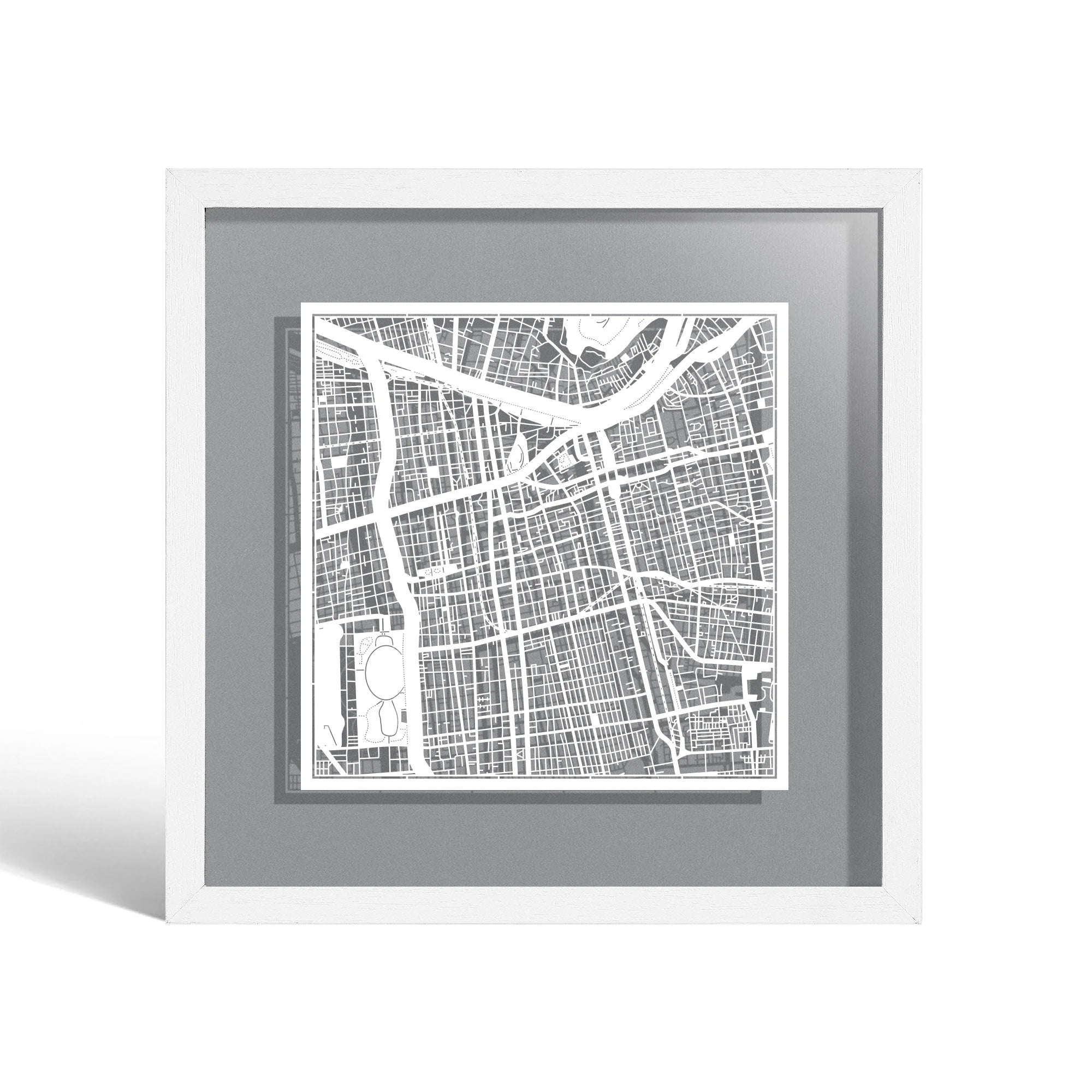 o3designstudio Santiago de Chile Paper cut map framed 9 inch White map White frame map art 22MF2302WW