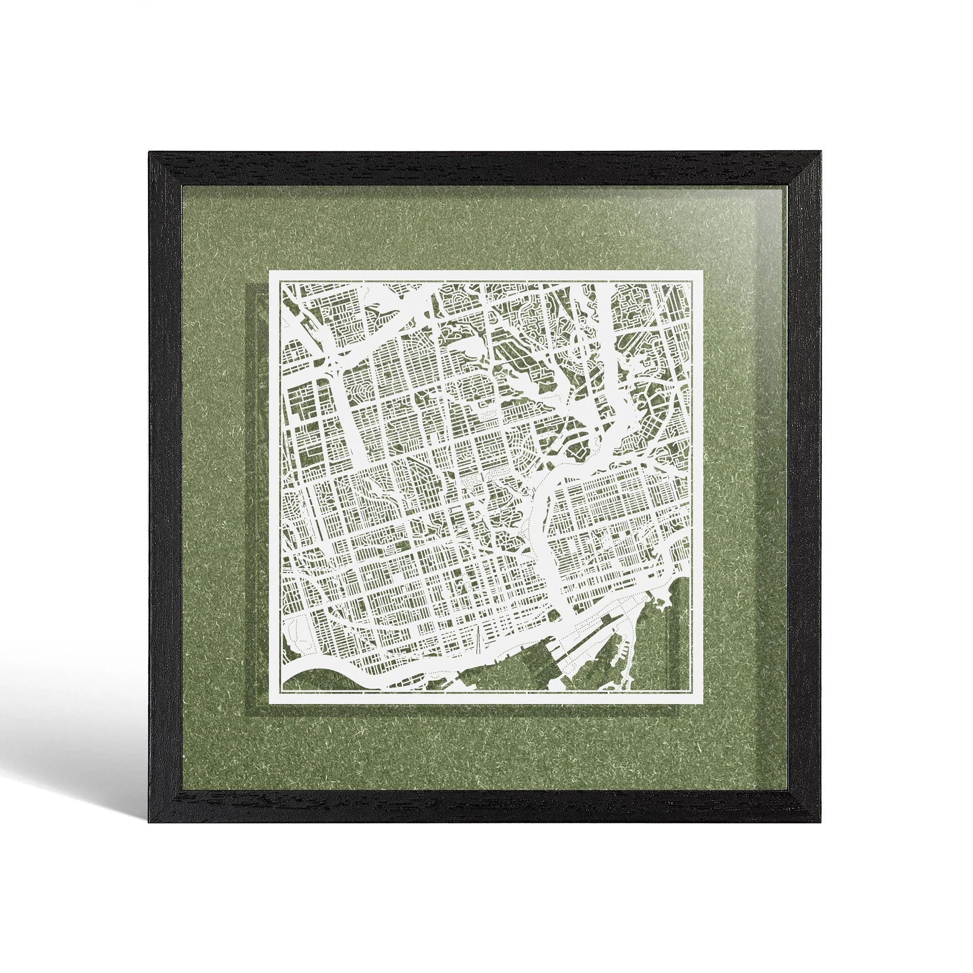 o3designstudio Toronto Paper cut map framed 9 inch White map Black frame map art 22MF2201BW
