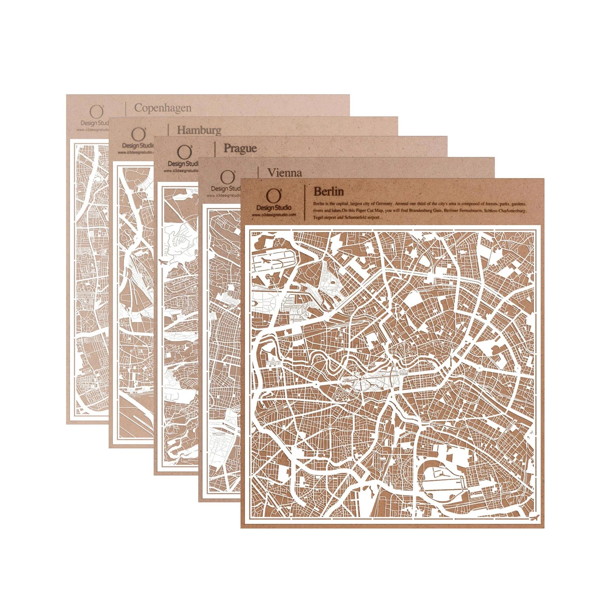 Paper cut maps Europe (central, north) 12 inch  map art - Product Image