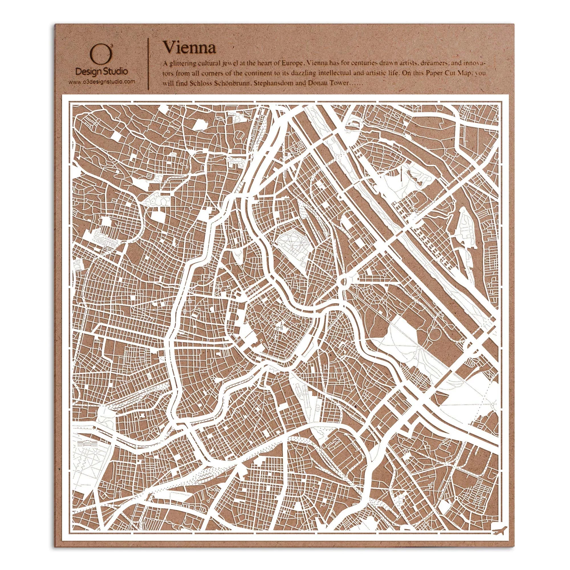 o3designstudio paper cut map Vienna White map art MU3006W