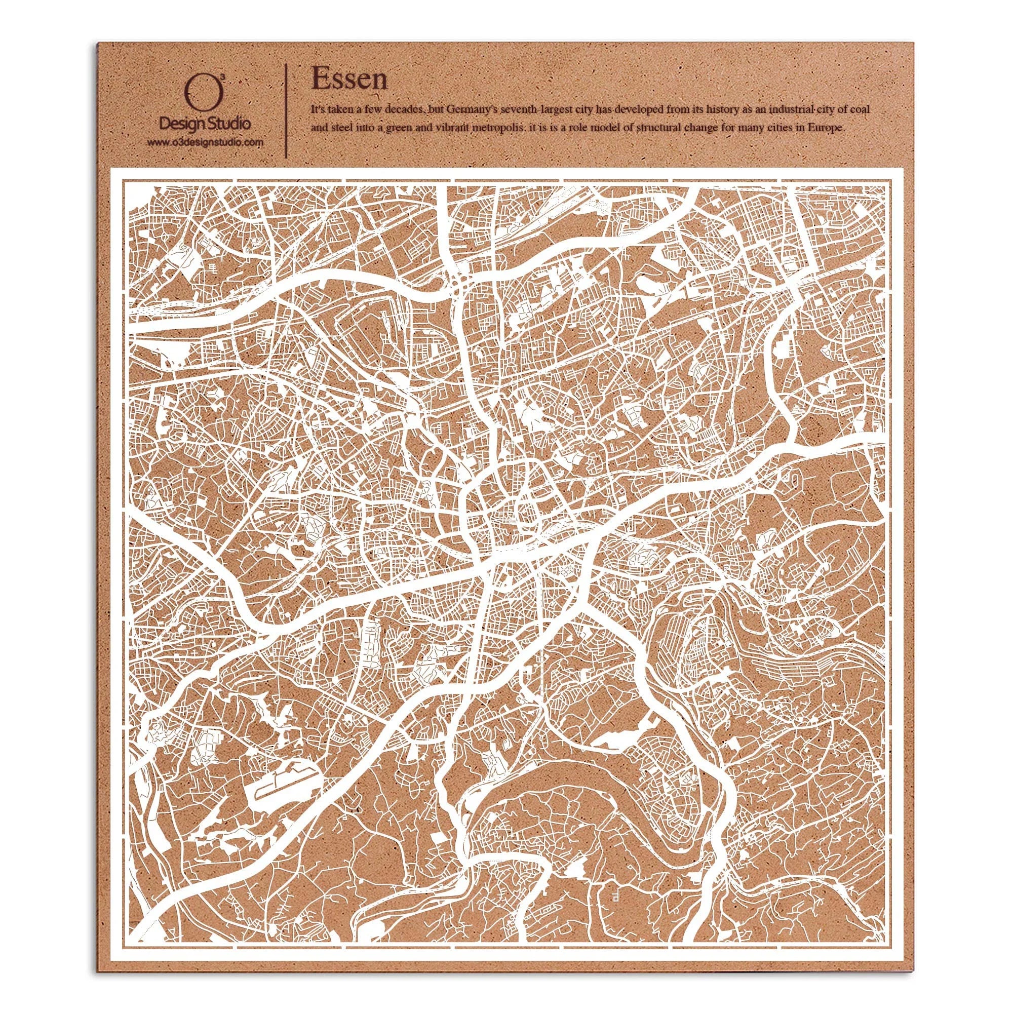 o3designstudio paper cut map Essen White map art MU3063W