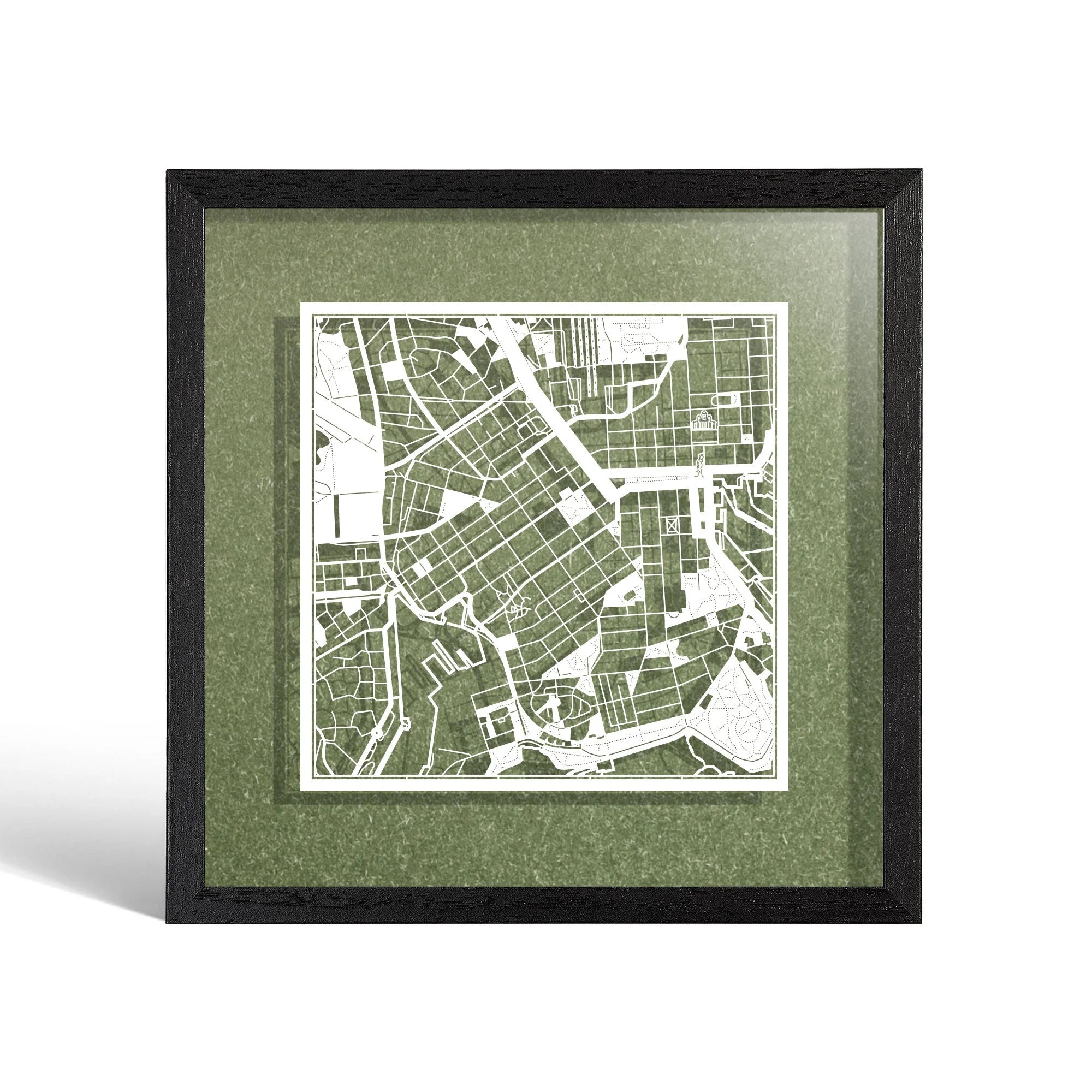 o3designstudio Helsinki Paper cut map framed 9 inch White map Black frame map art 22MF3048BW