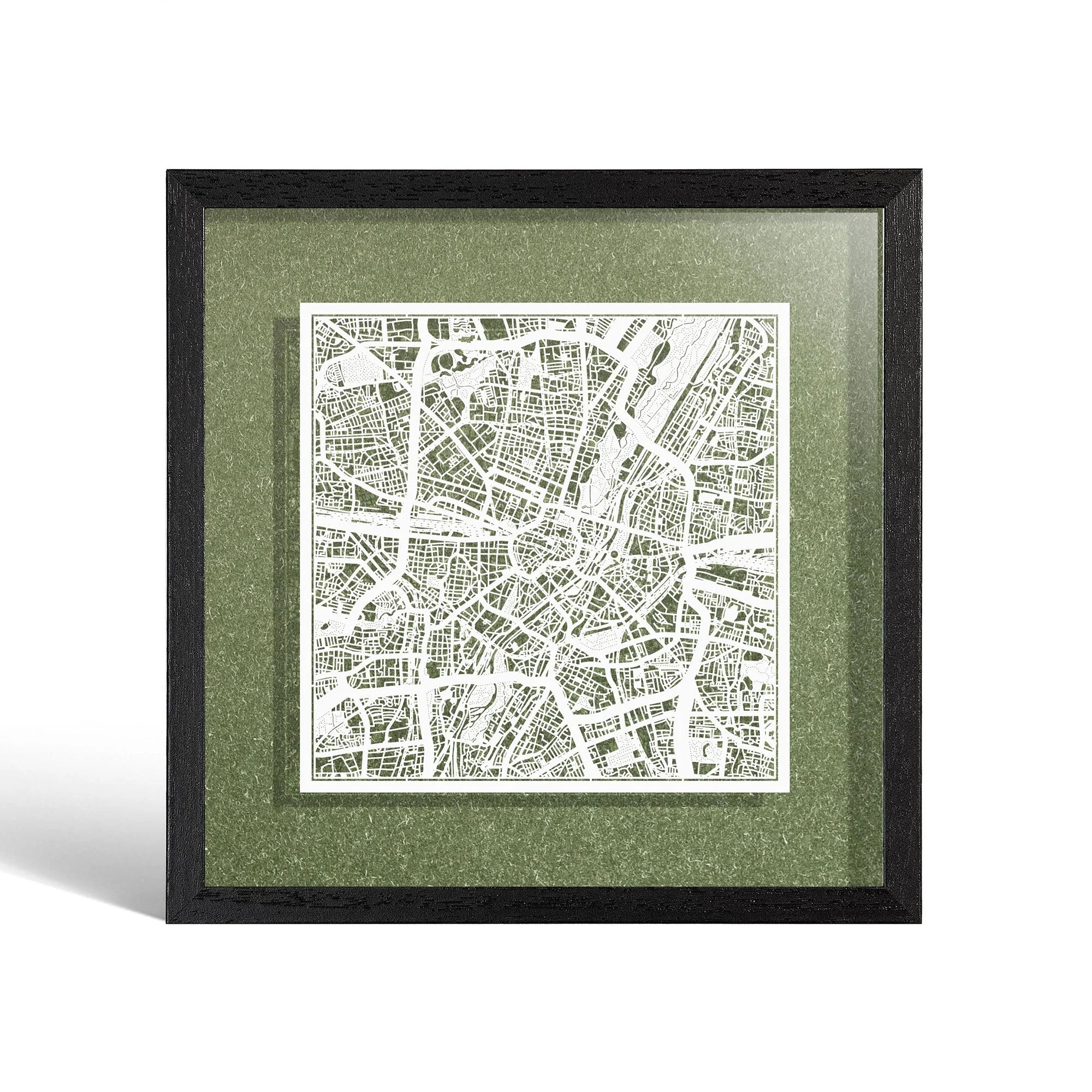 o3designstudio Munich Paper cut map framed 9 inch White map Black frame map art 22MF3017BW