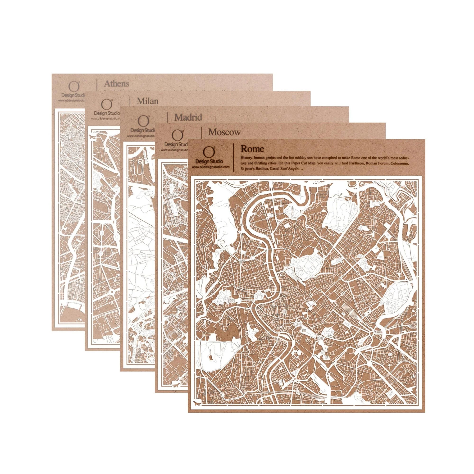 o3designstudio paper cut map Europe south east Africa 30*30cm map art group