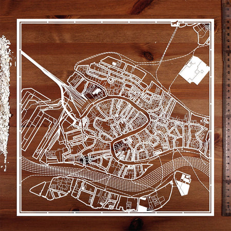 o3designstudio paper cut map Venice White map art
