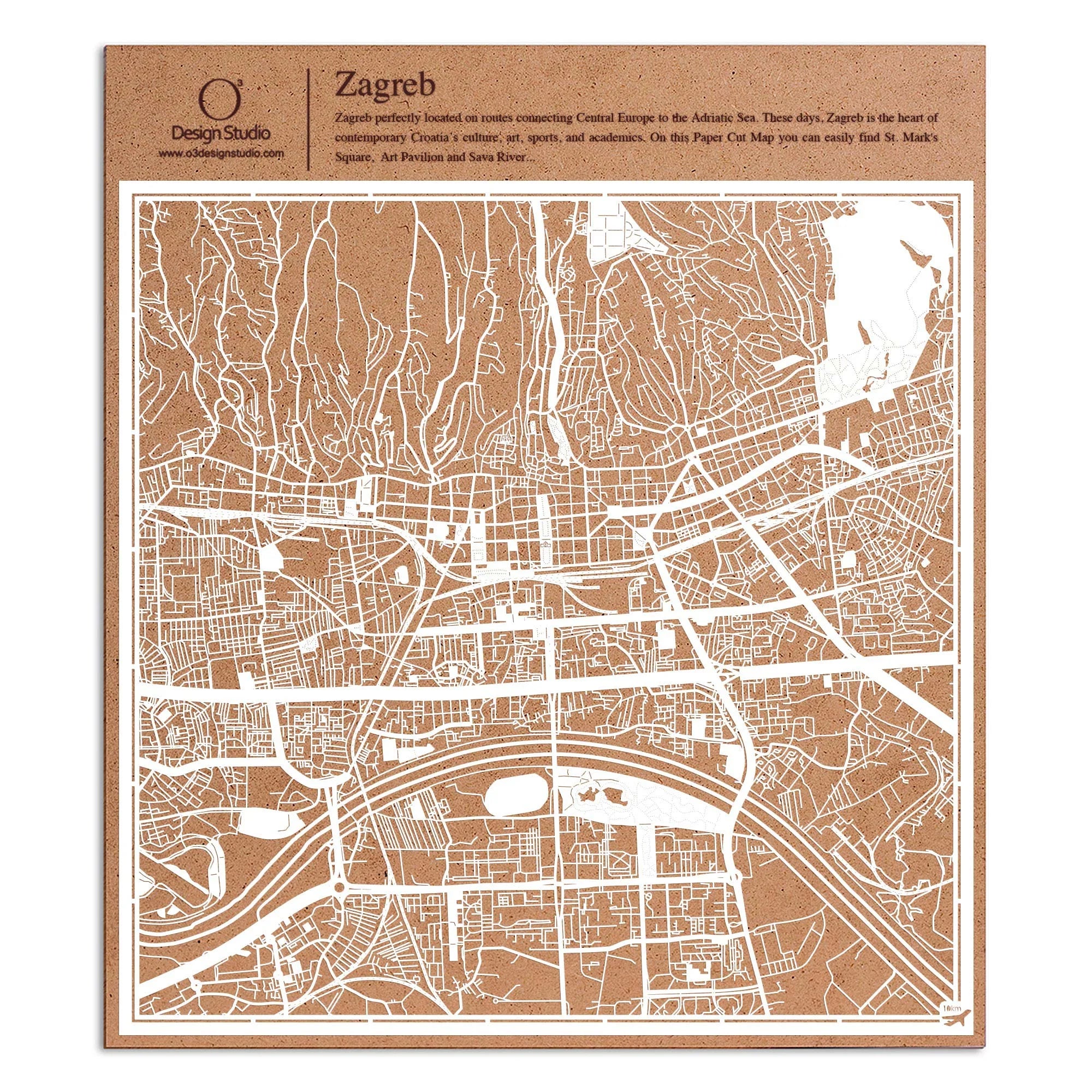 Paper cut maps Europe (south, east) & Africa 12 inch map art - Product Image