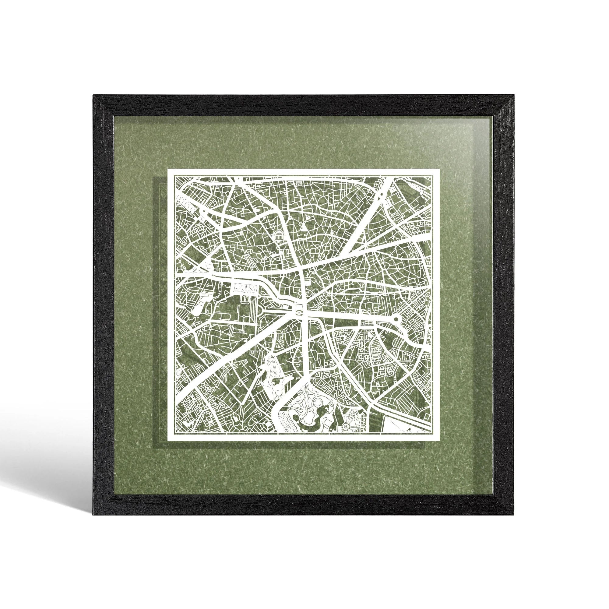 o3designstudio Bucharest Paper cut map framed 9 inch White map Black frame map art 22MF3038BW