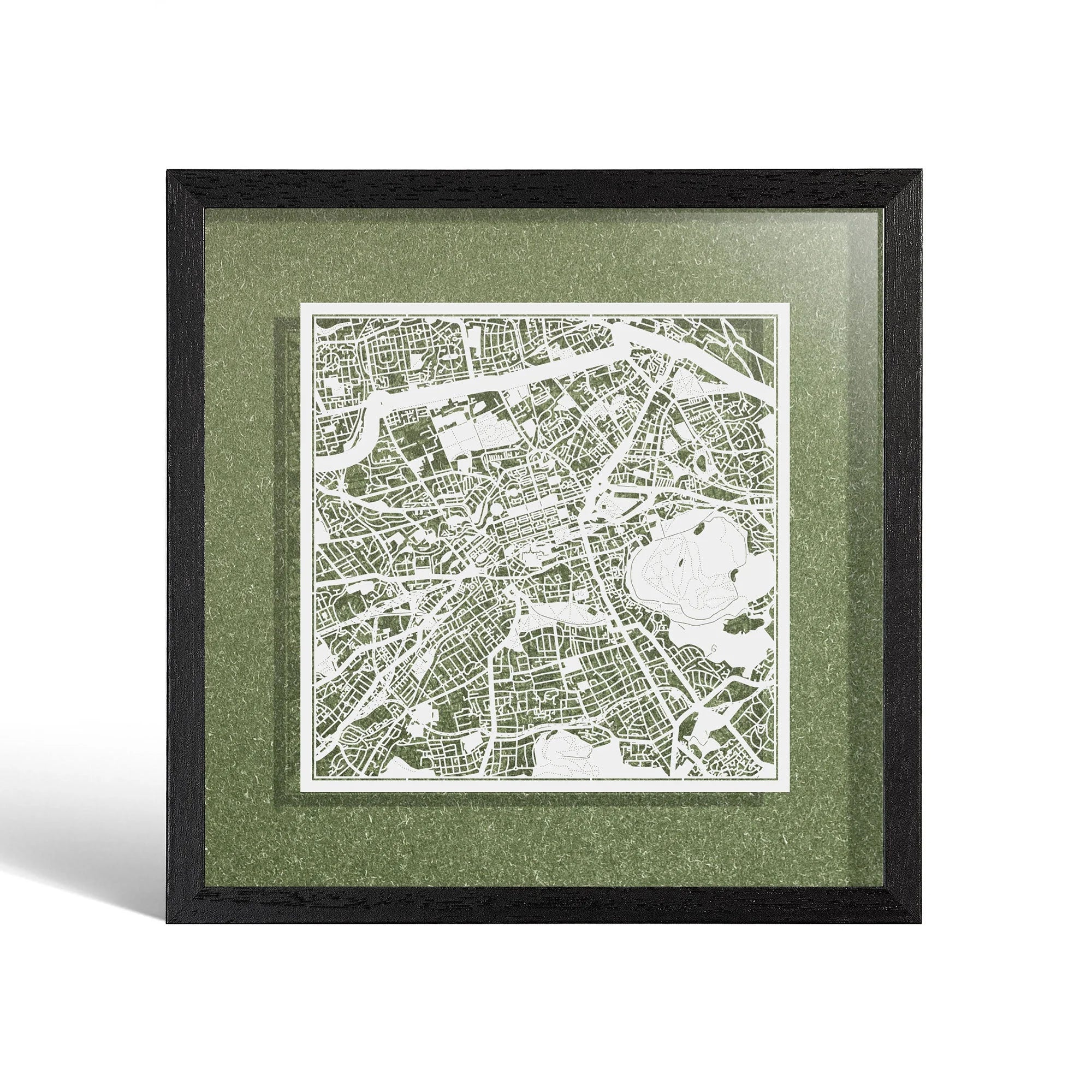 o3designstudio Edinburgh Paper cut map framed 9 inch White map Black frame map art 22MF3019BW