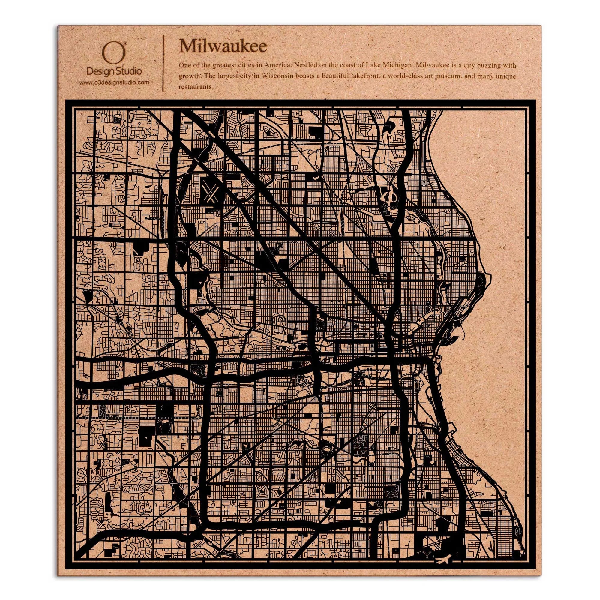 o3designstudio paper cut map Milwaukee Black map art MU2010B