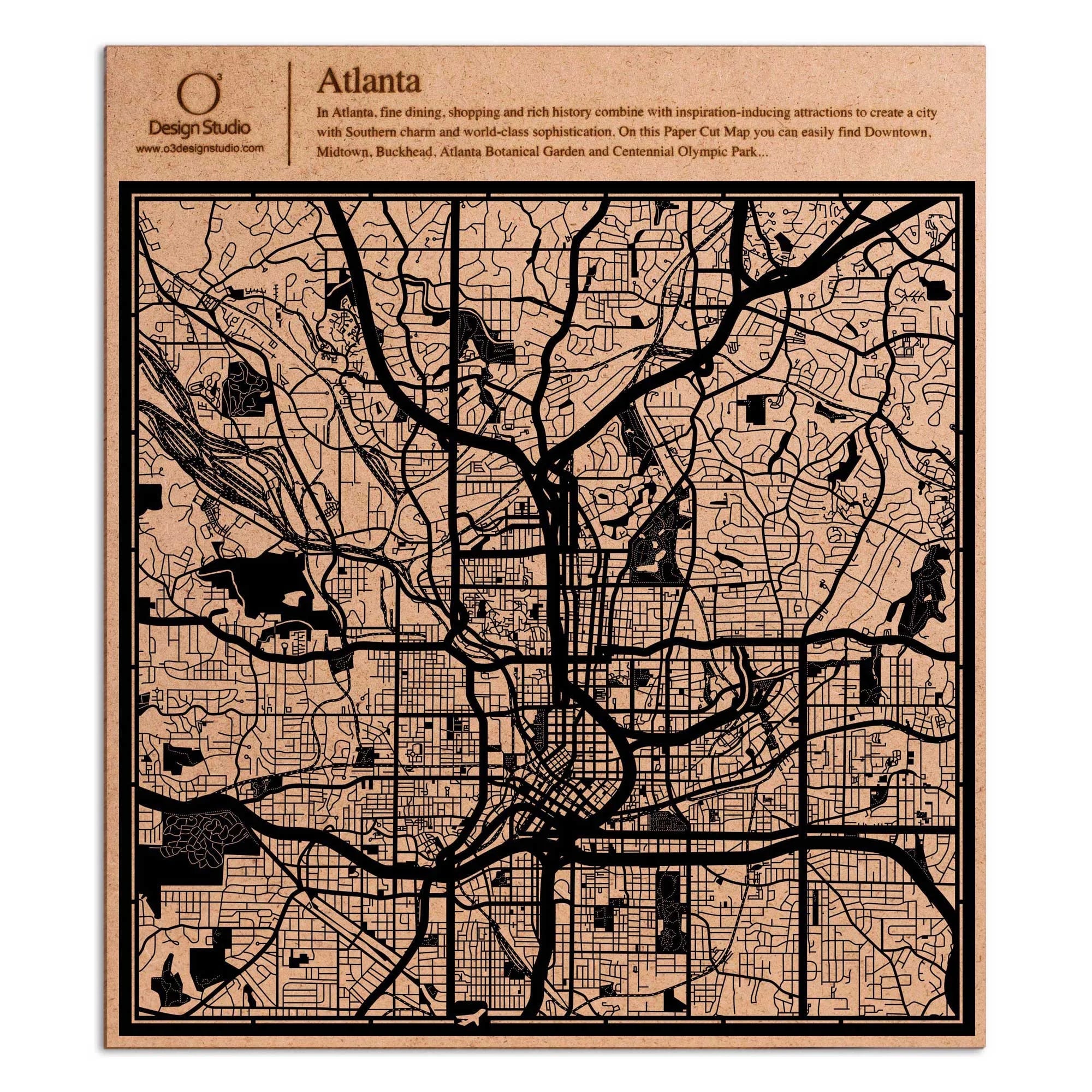 o3designstudio paper cut map Atlanta Black map art MU2021B