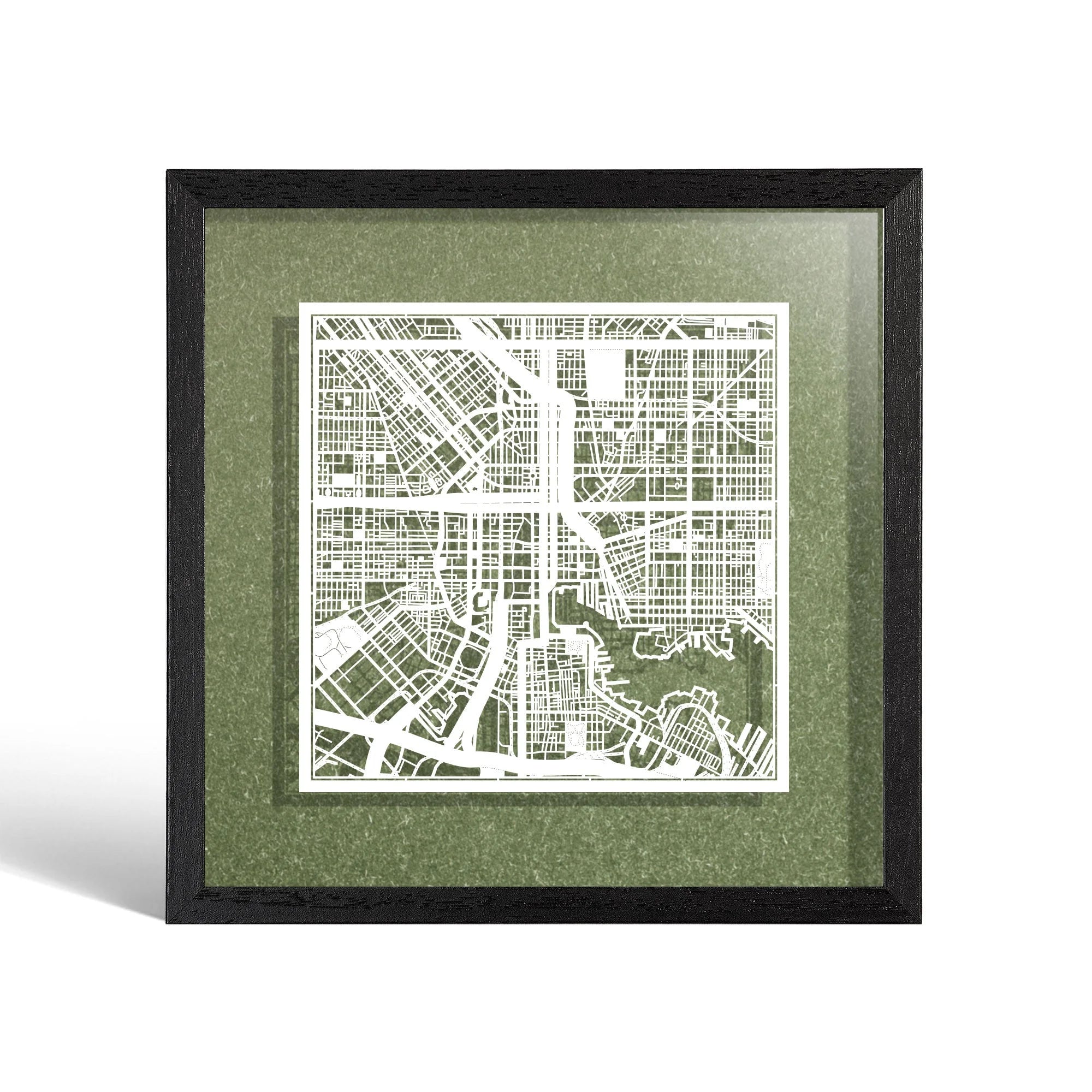 o3designstudio Baltimore Paper cut map framed 9 inch White map Black frame map art 22MF2025BW