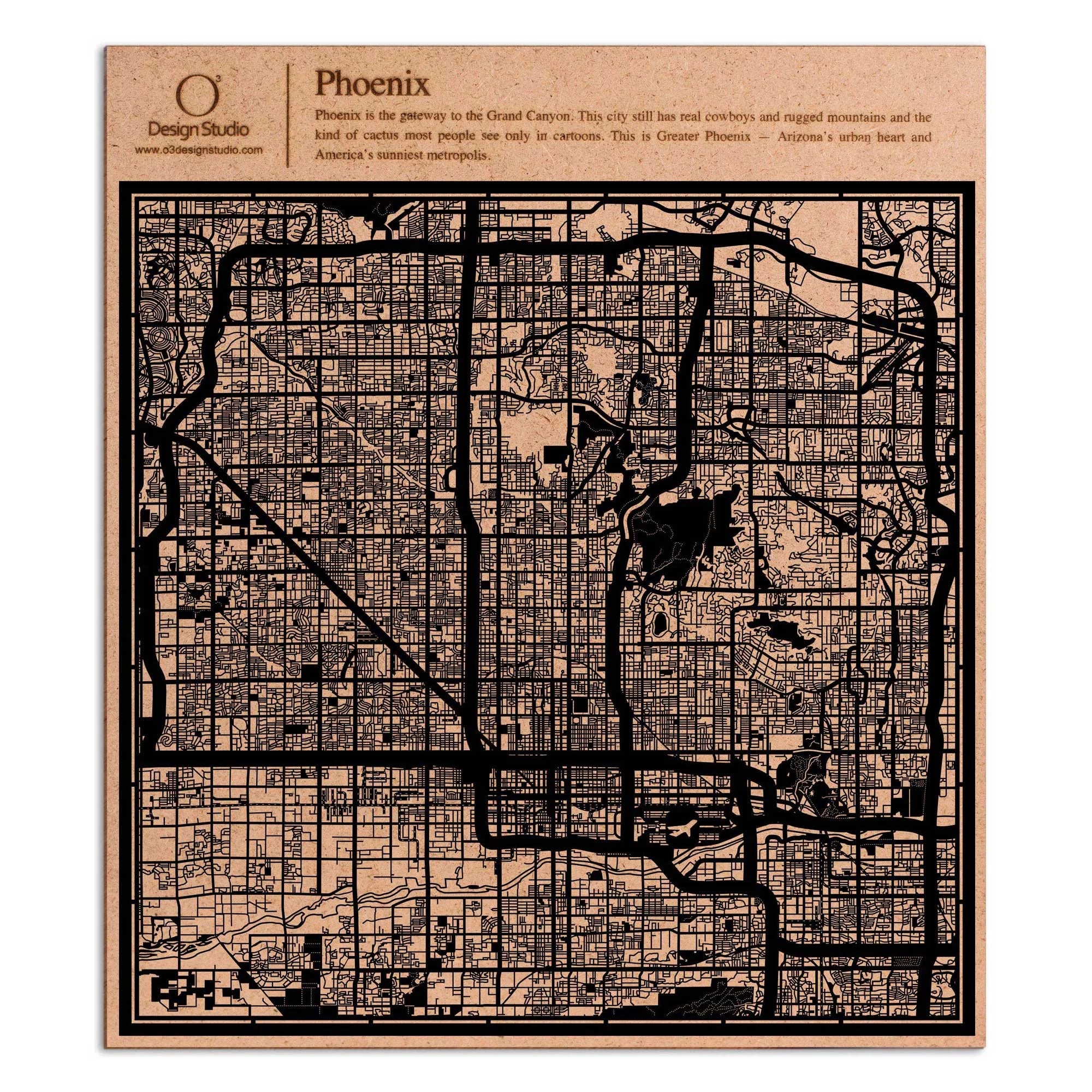 o3designstudio paper cut map Phoenix Black map art MU2020B