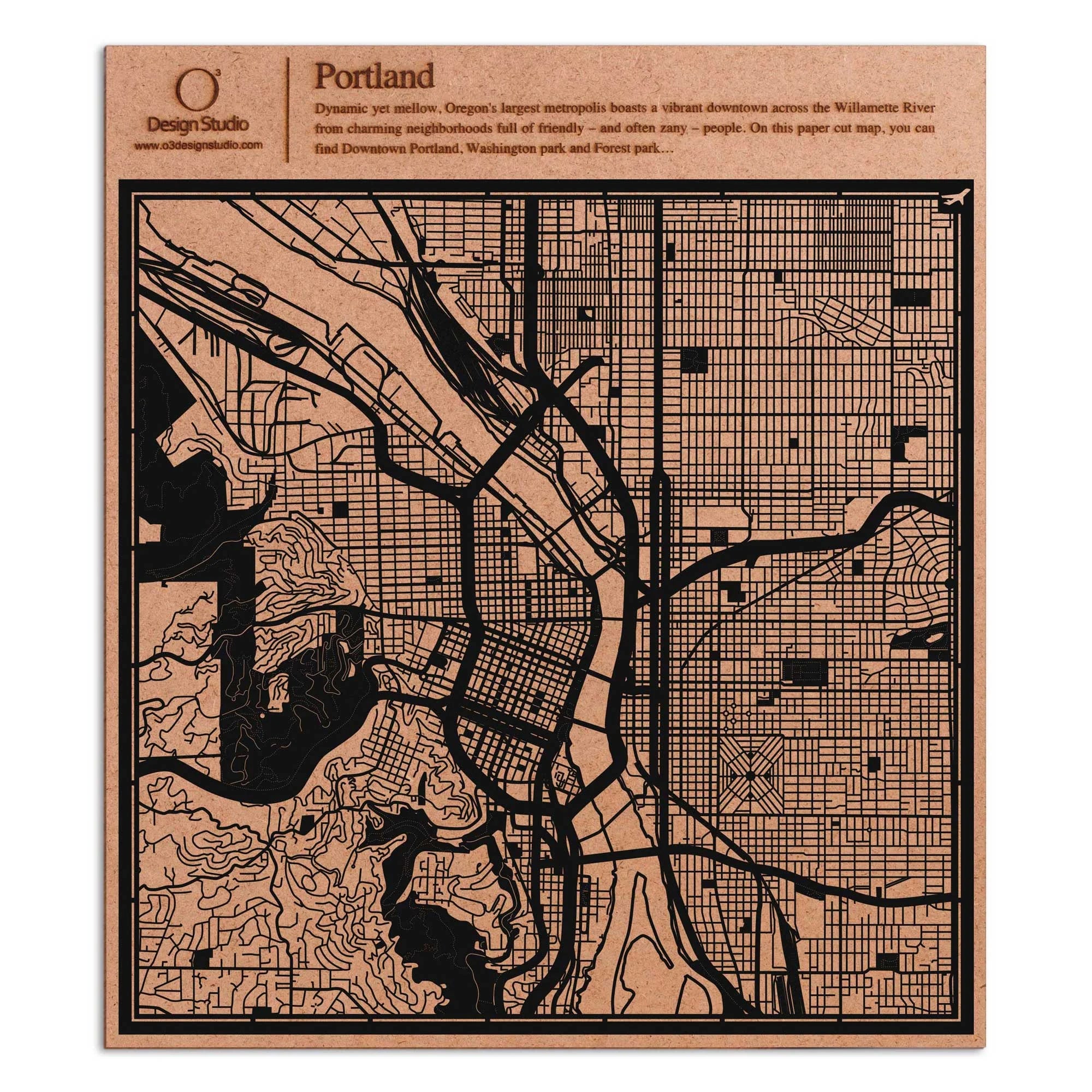 o3designstudio paper cut map Portland Black map art MU2024B