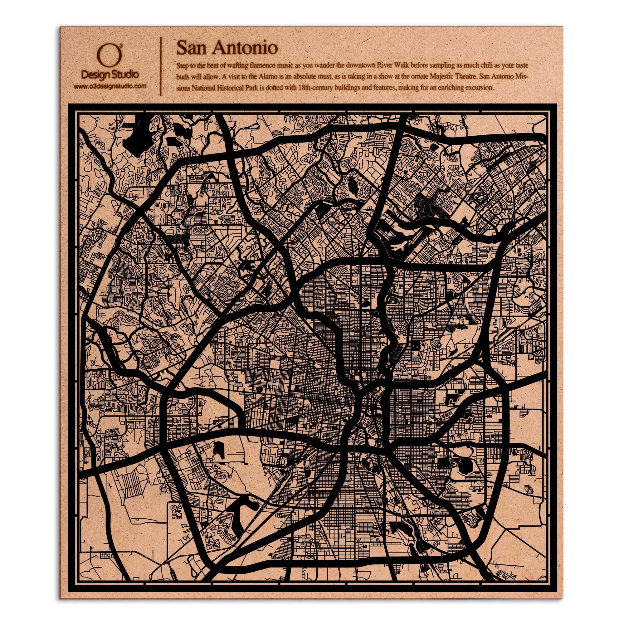 o3designstudio paper cut map San Antonio Black map art MU2013B