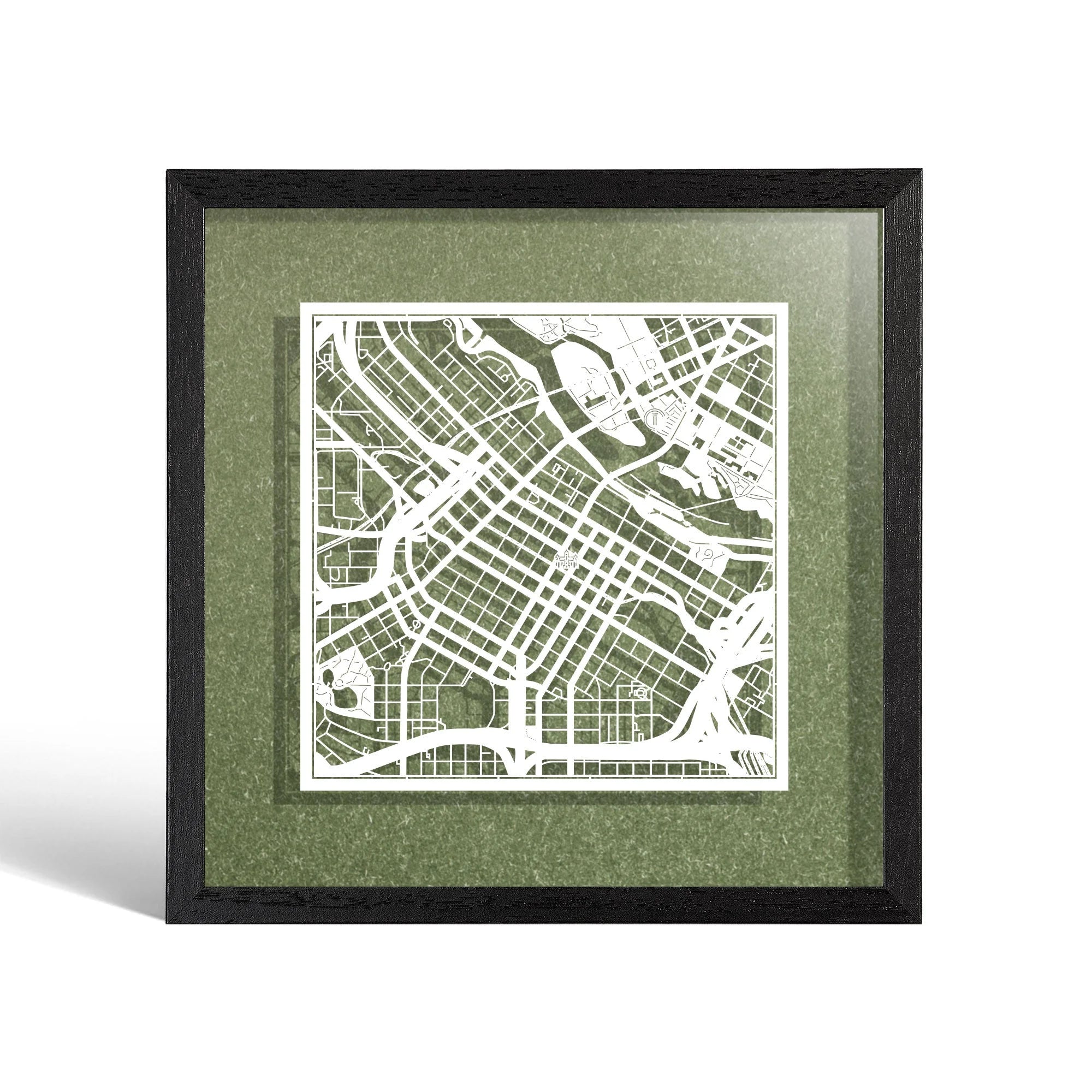 o3designstudio Minneapolis Paper cut map framed 9 inch White map Black frame map art 22MF2035BW