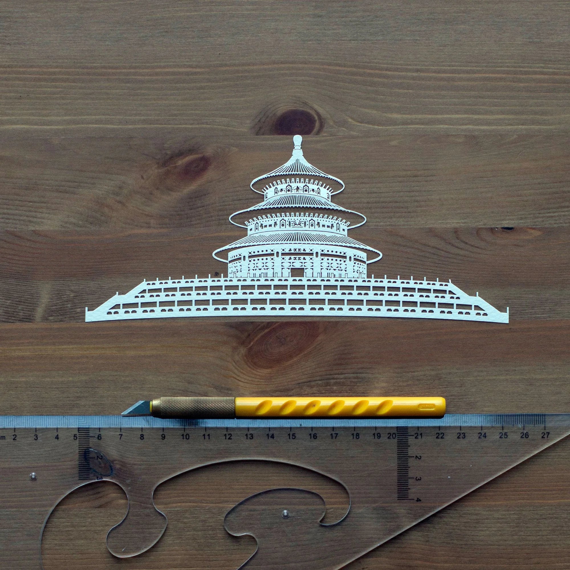 o3designstudio Temple of Heaven paper-cut Close-up view
