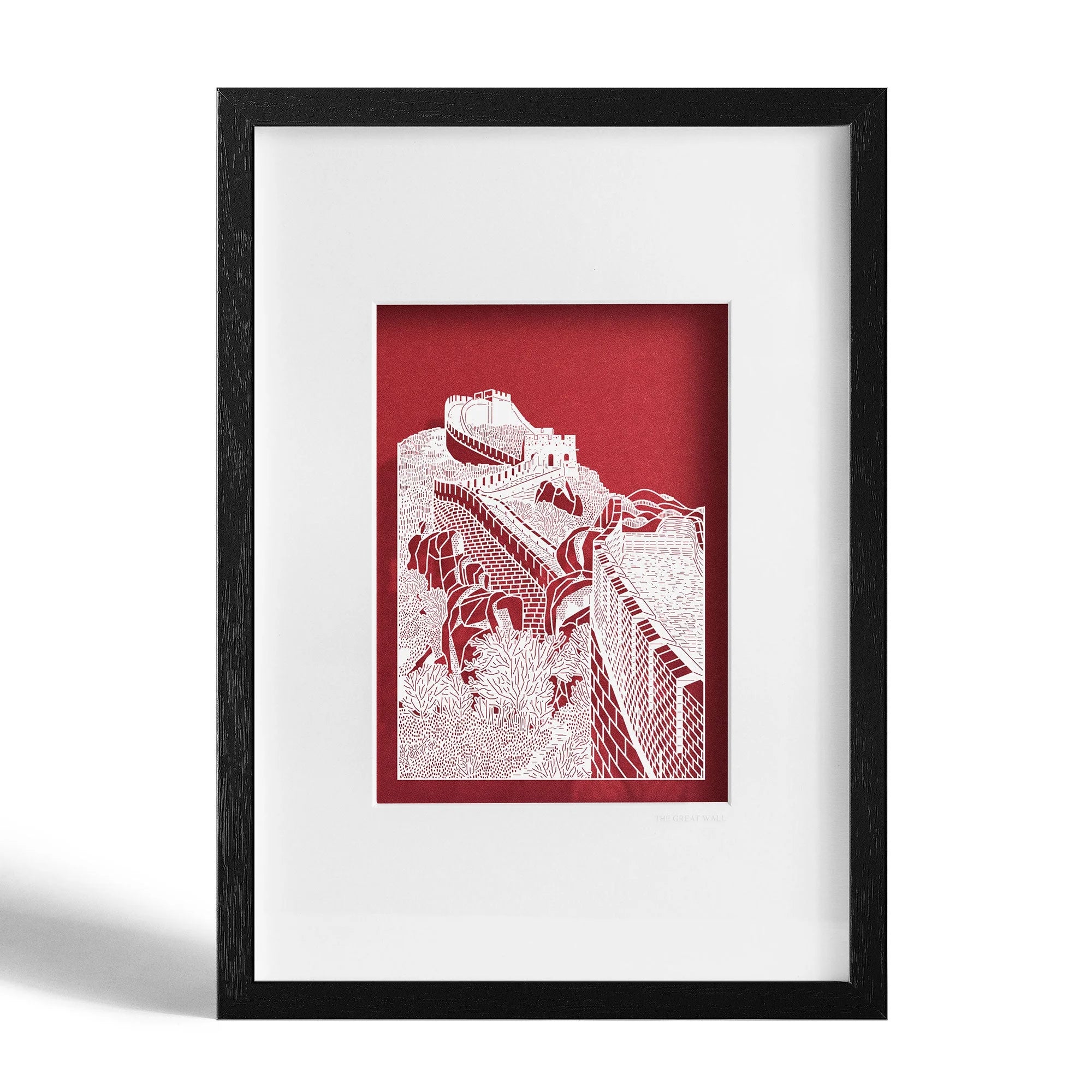 o3designstudio The Great Wall paper-cut A4 white Frame, Paper Art side