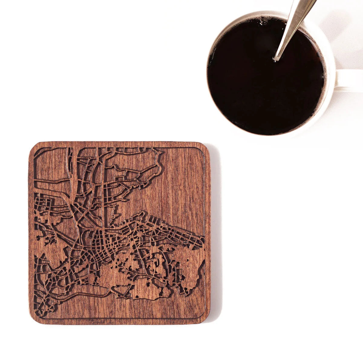 o3designstudio-Dalian Wooden Map coasters city map MC1052-1