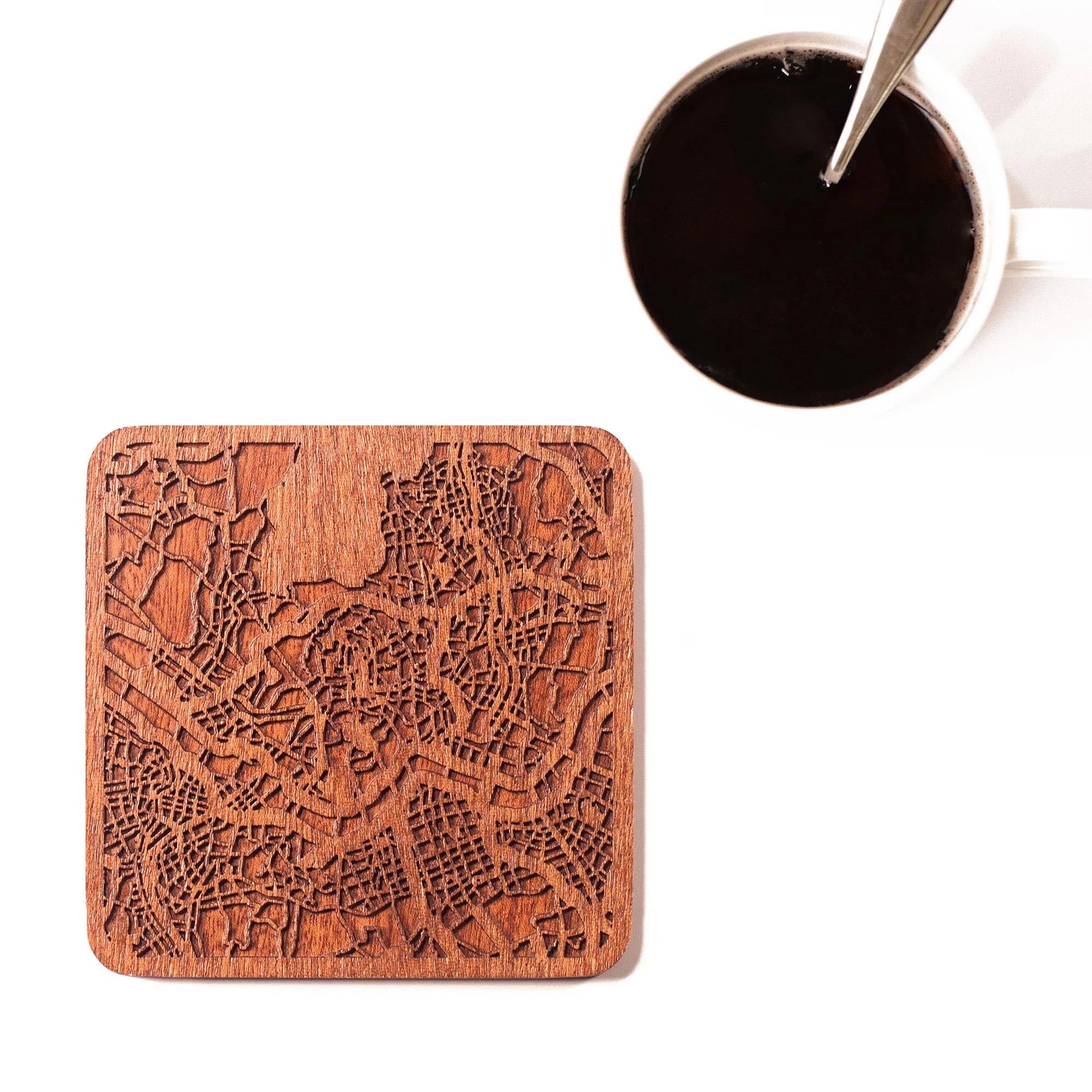 o3designstudio-Seoul Wooden Map coasters city map MC1012-1