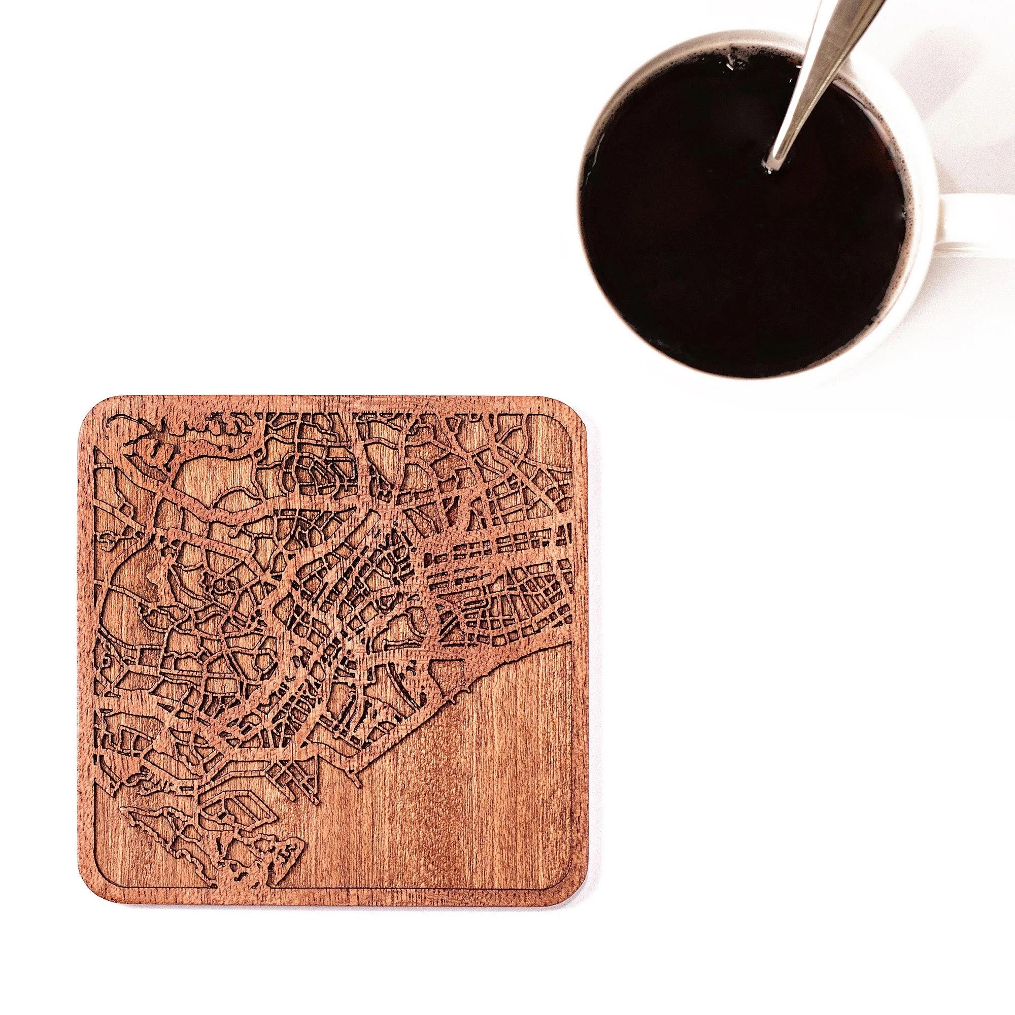 o3designstudio-Singapore Wooden Map coasters city map MC1011-1