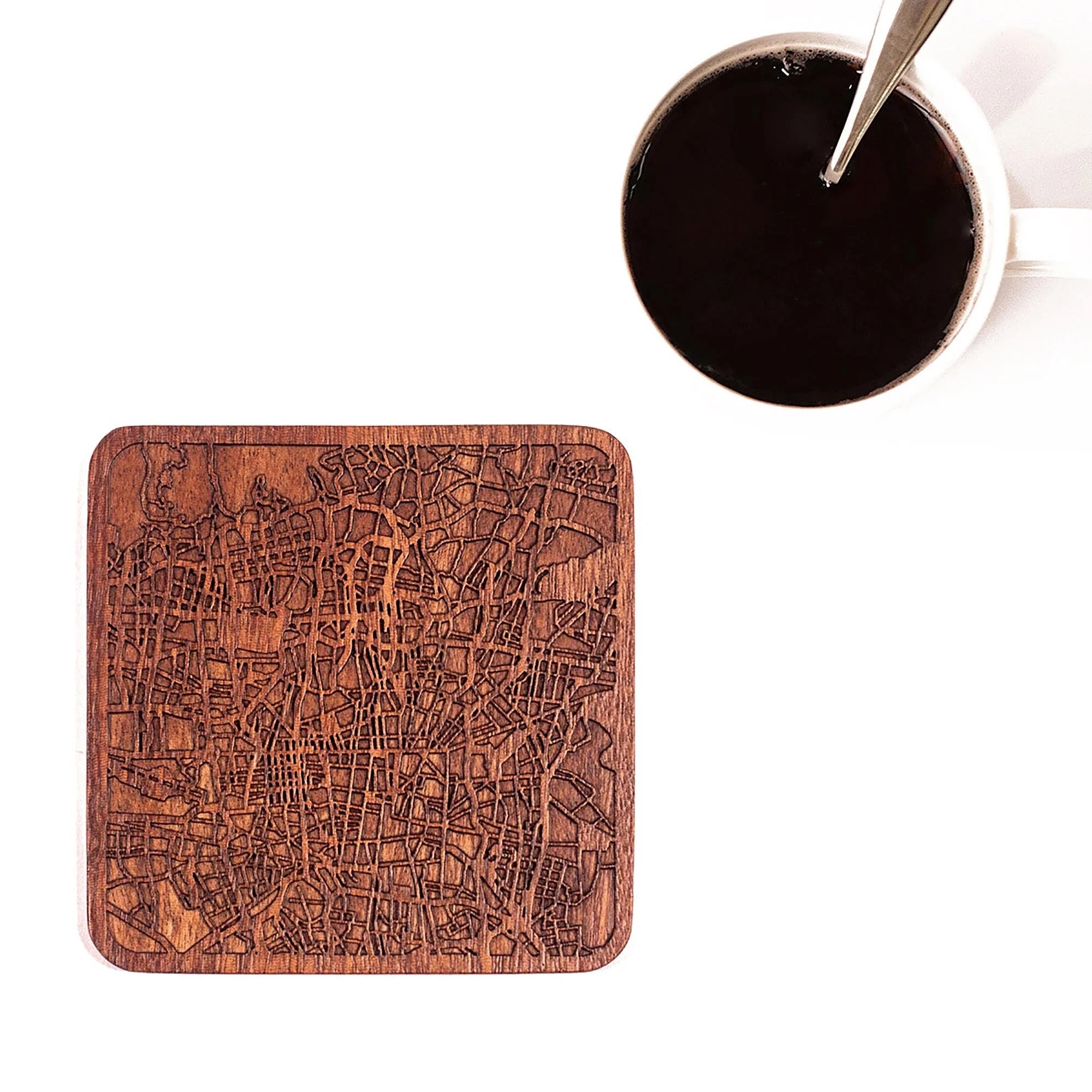 o3designstudio-Tehran Wooden Map coasters city map MC1023-1