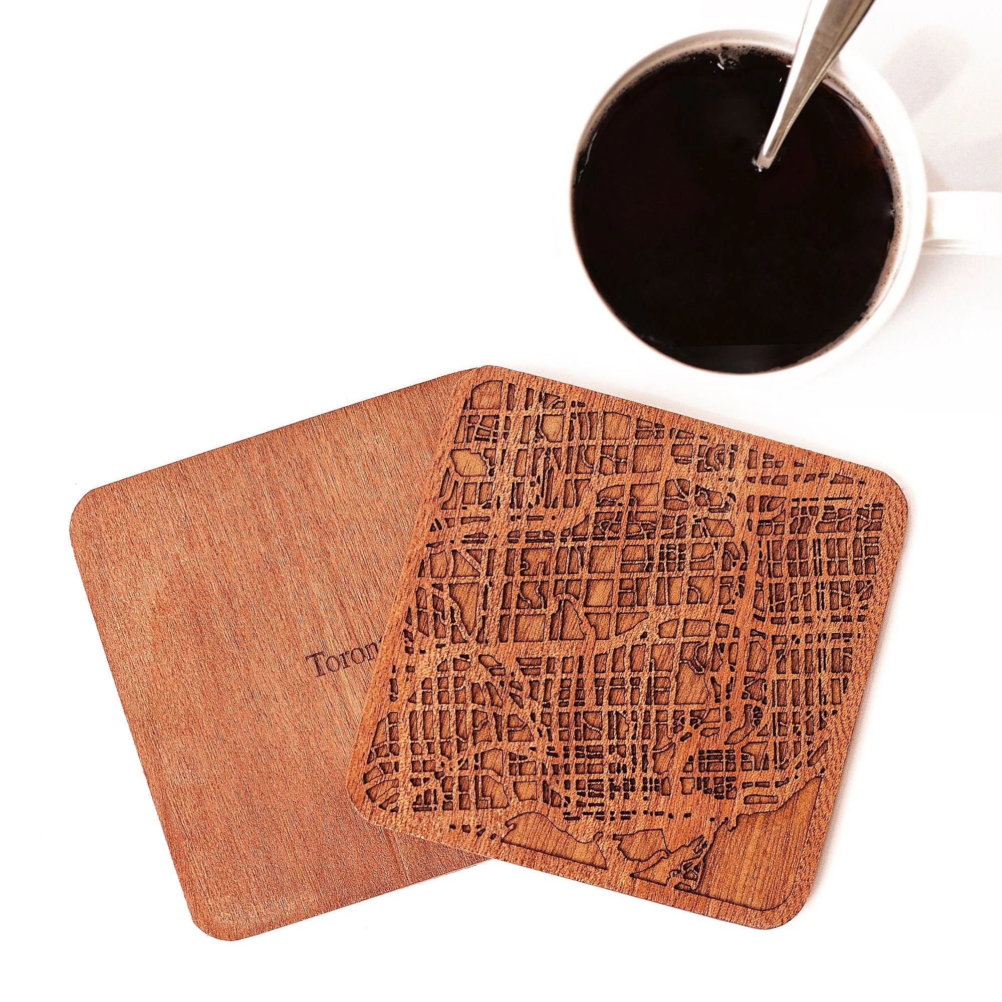o3designstudio Toronto Wooden Map coasters city map craft Tokyo duble