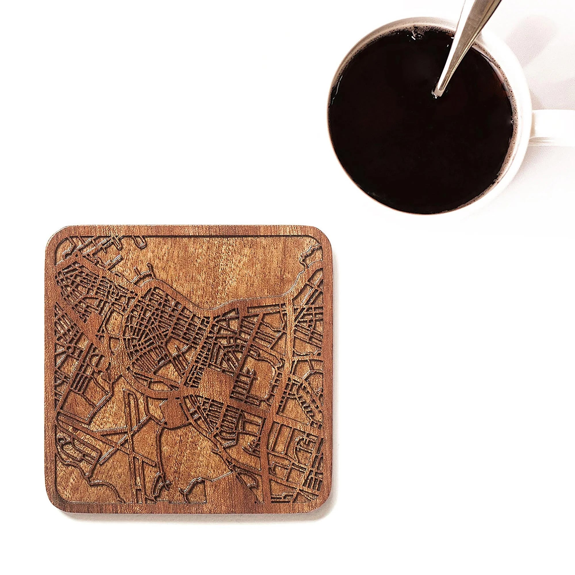 o3designstudio Durham, NC Wooden Map coasters city map craft MC2045-1
