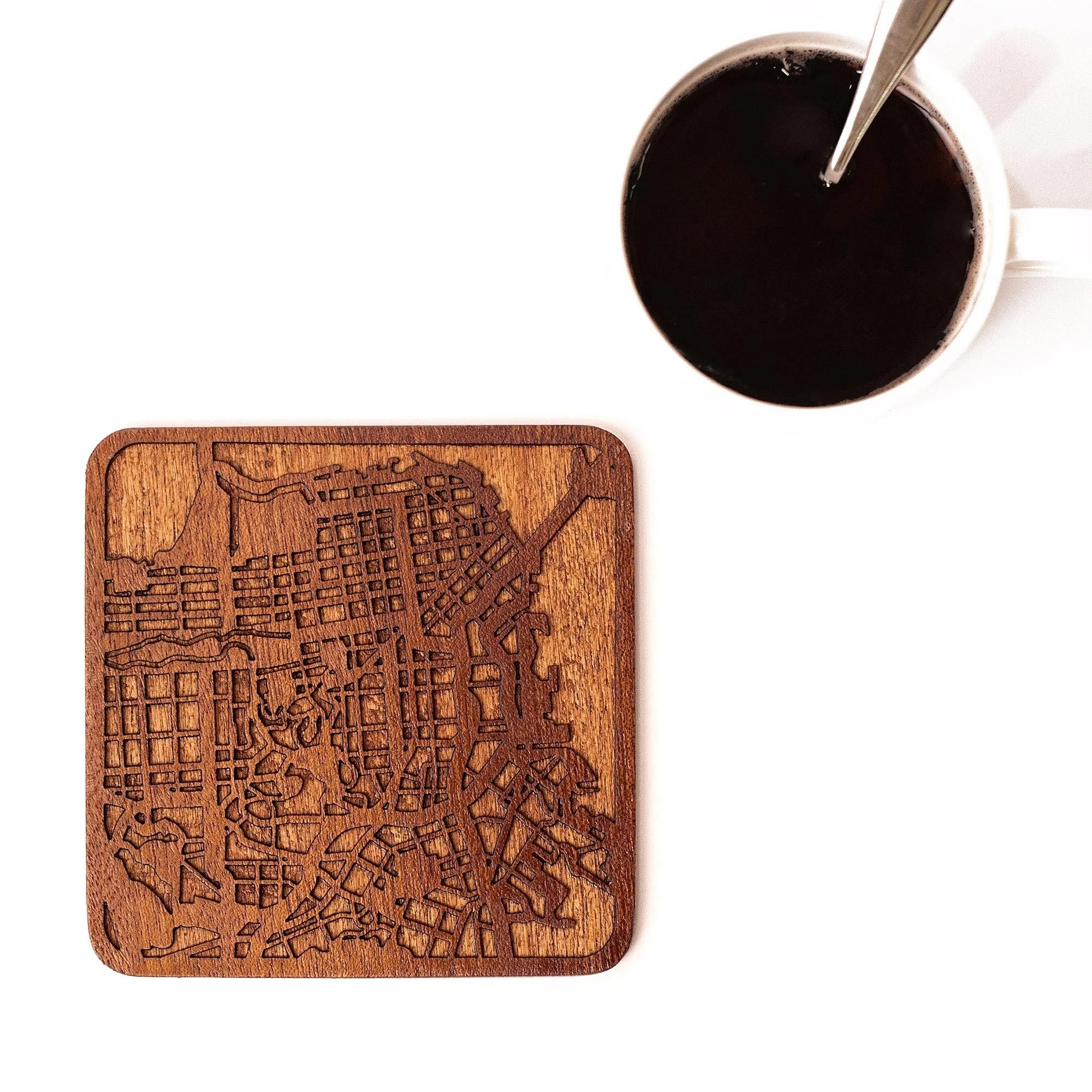 o3designstudio San Francisco Wooden Map coasters city map craft MC2006-1
