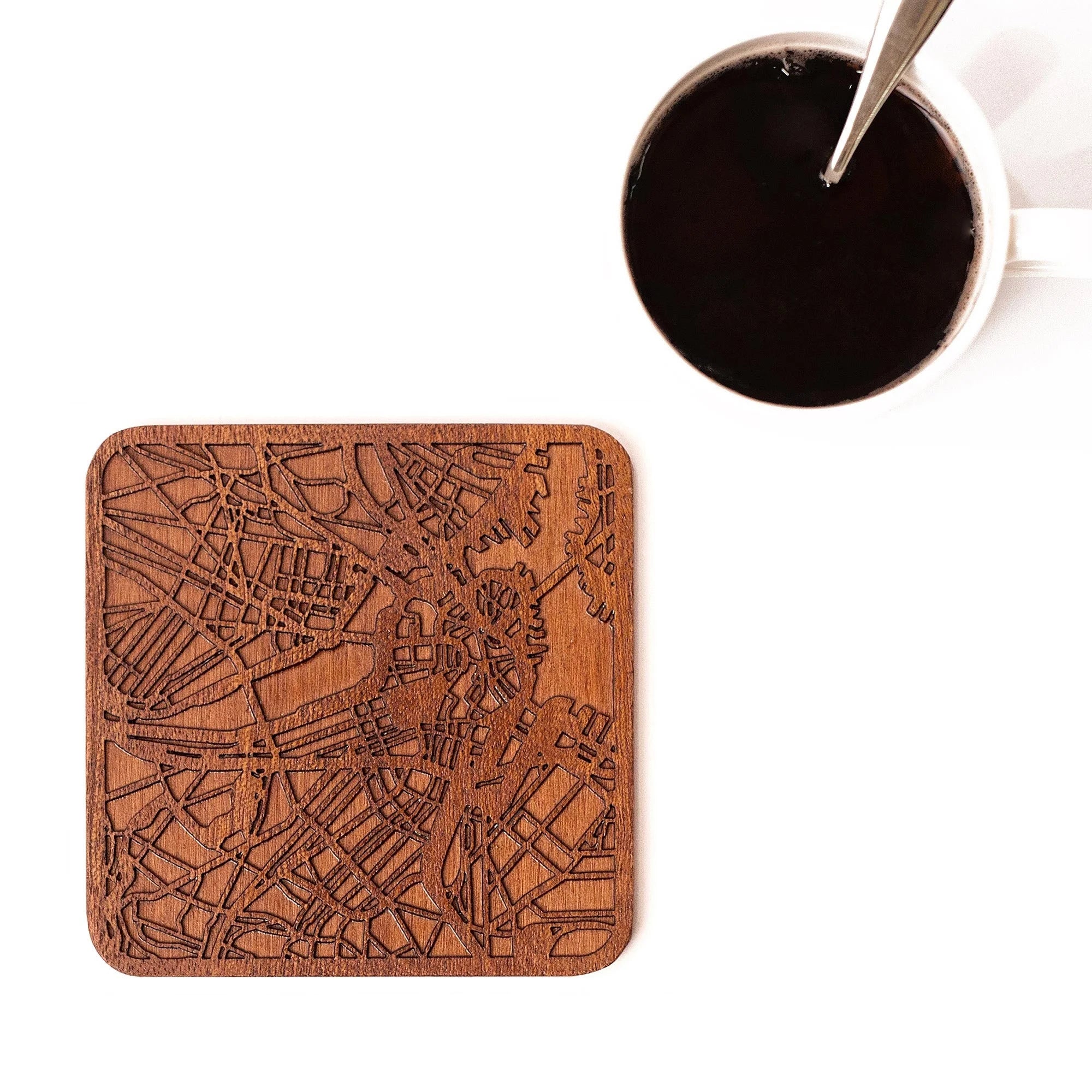 o3designstudio Boston Wooden Map coasters city map craft MC2004-1