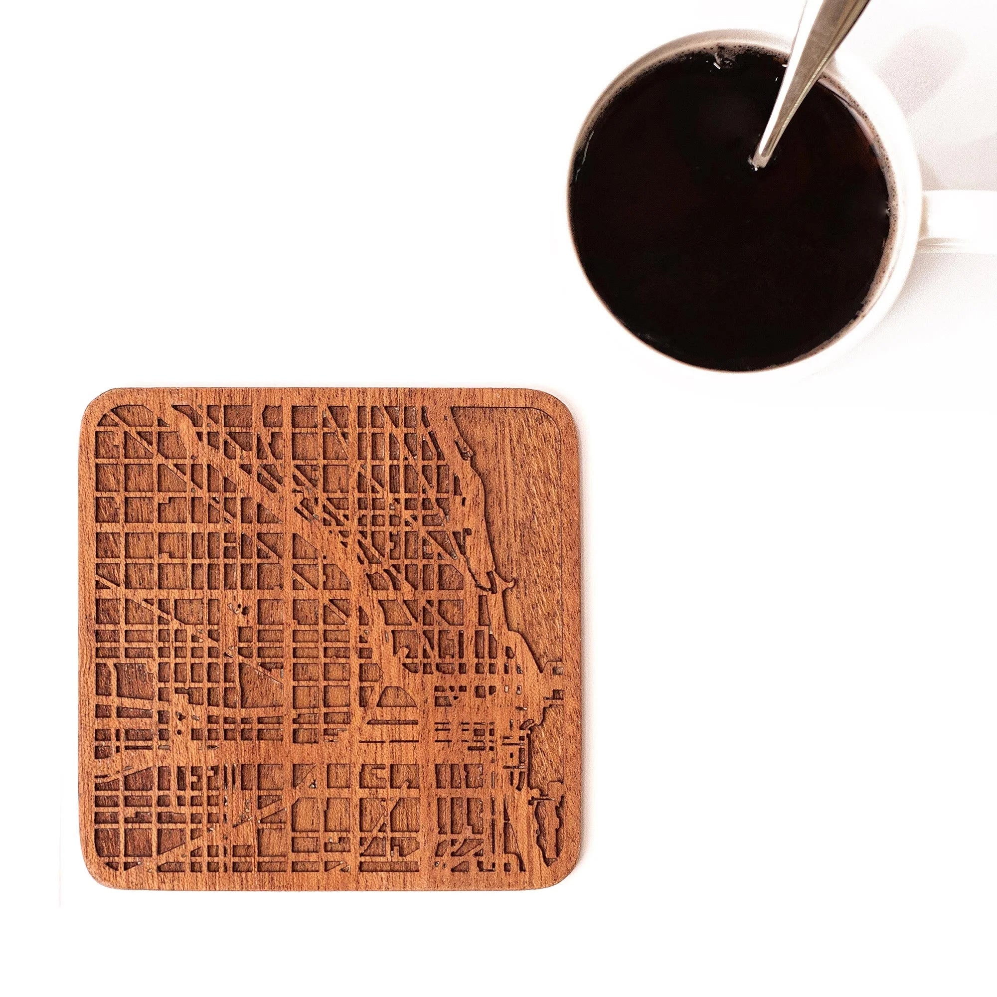 o3designstudio Chicago Wooden Map coasters city map craft MC2003-1