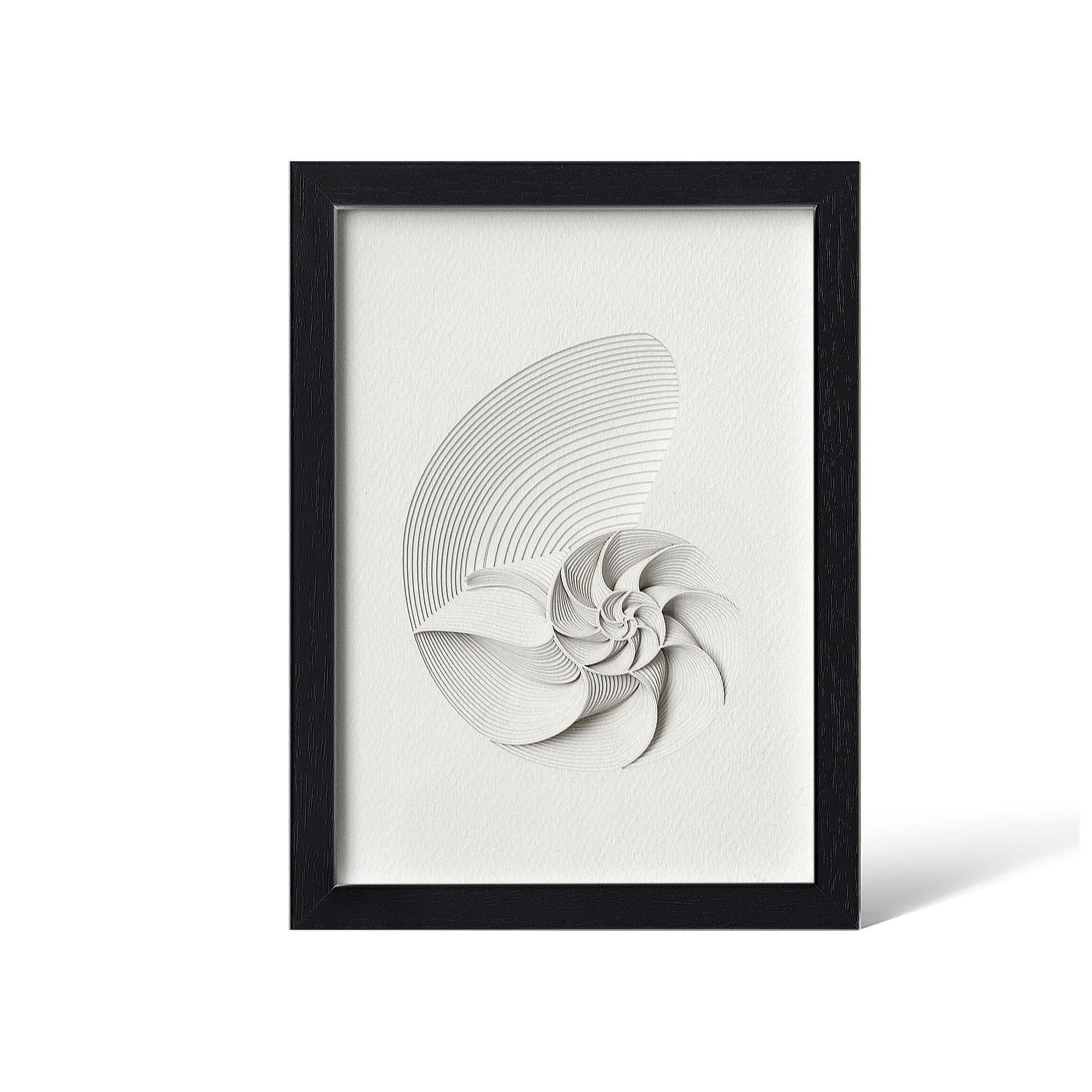 o3designstudio Nautilus Paper Art  IDEAL GIFTS A5 black framed mian PA3001