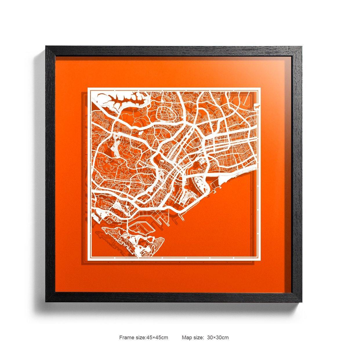 Paper cut maps framed, Tokyo / Sydney / Singapore 18 in