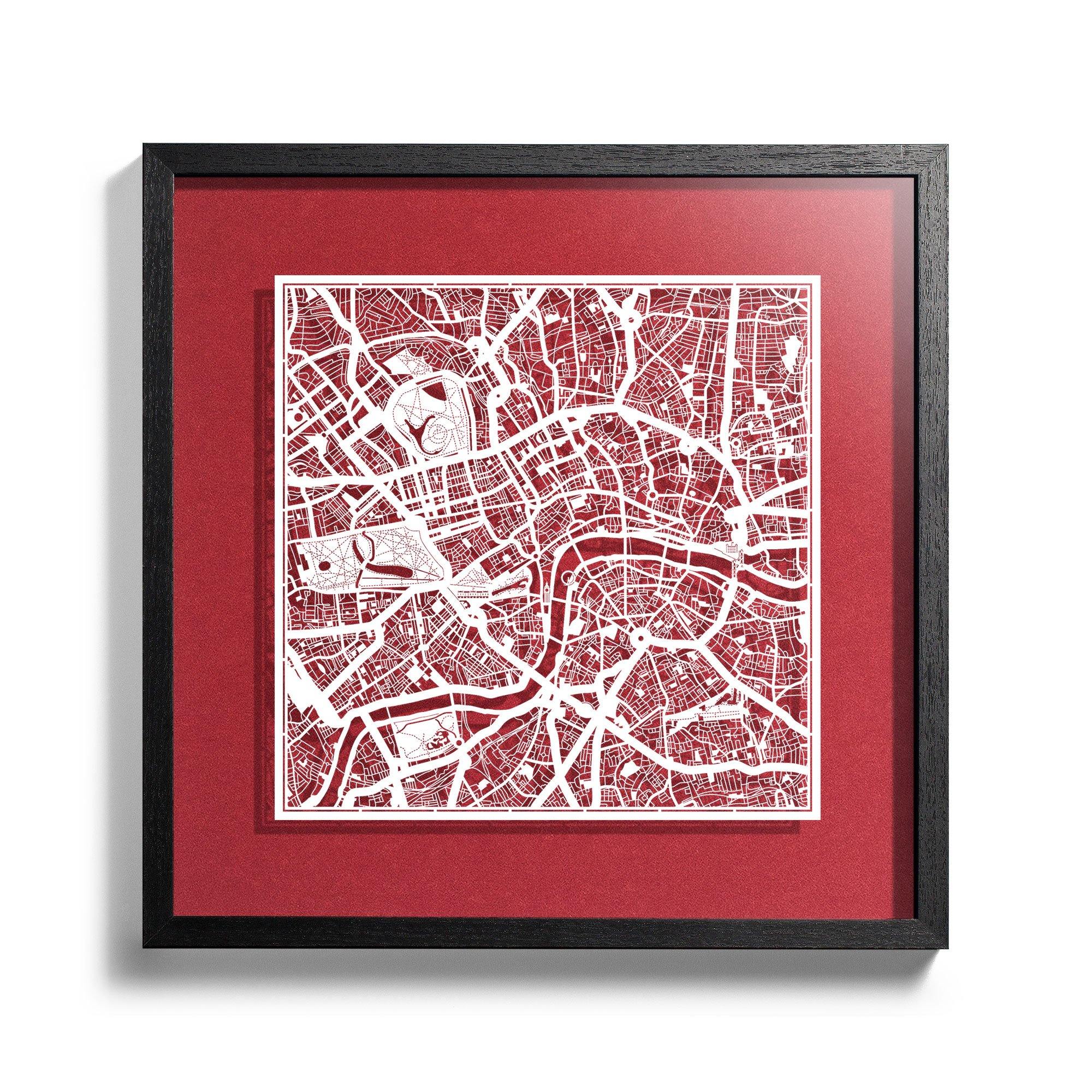 Paper cut maps framed, other cities 18 in - o3designstudio