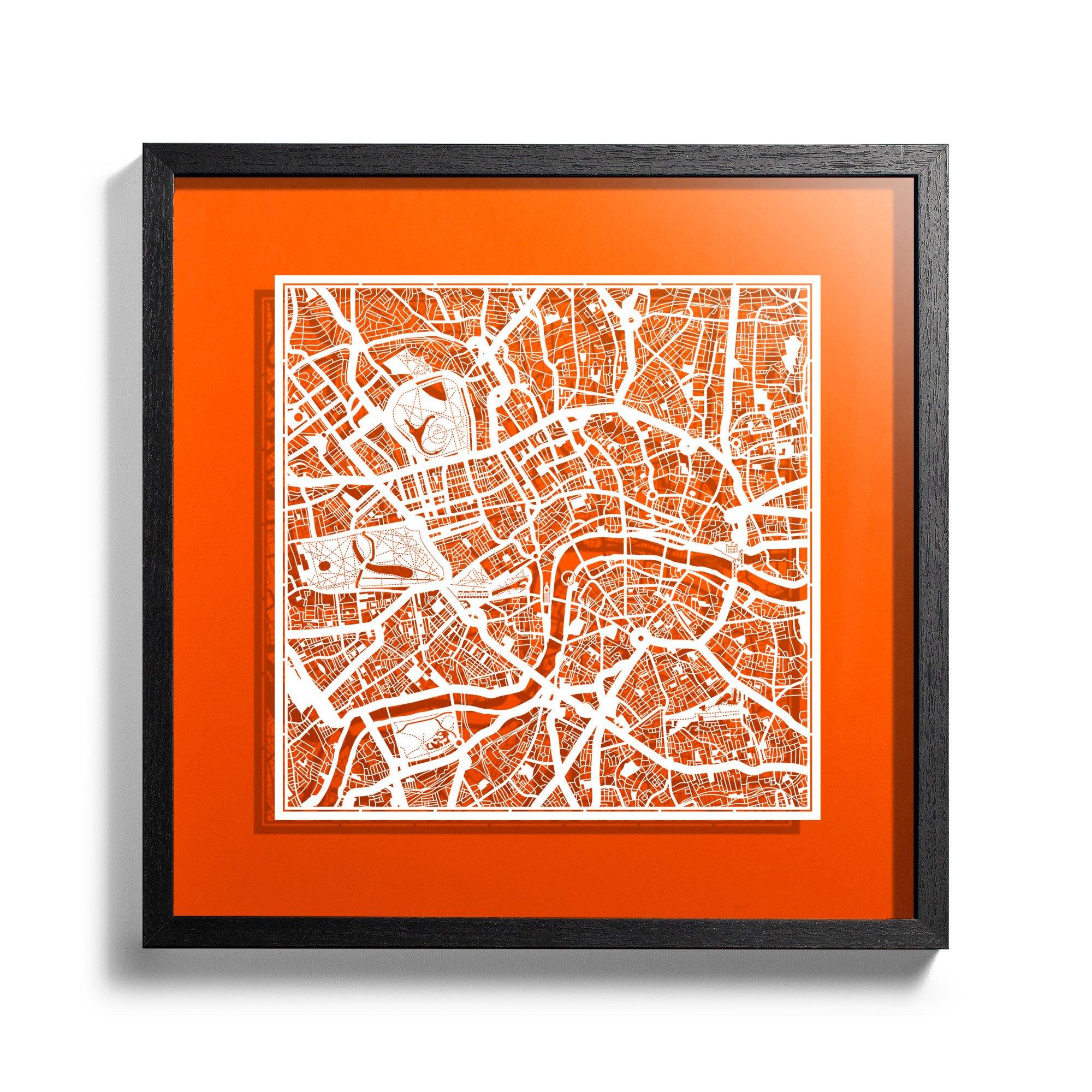Paper cut maps framed, other cities 18 in - o3designstudio