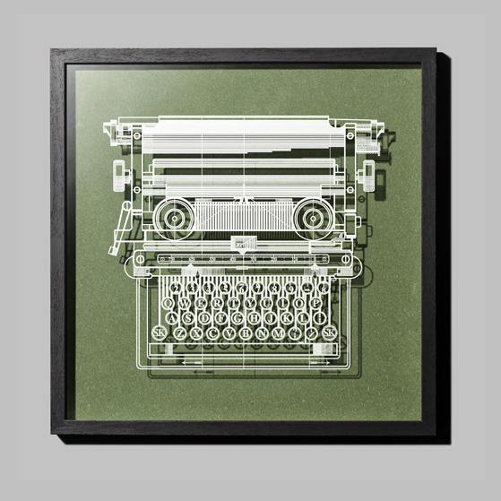 Paper-cut Typewriter 18 In. Framed, Paper Art - o3designstudio