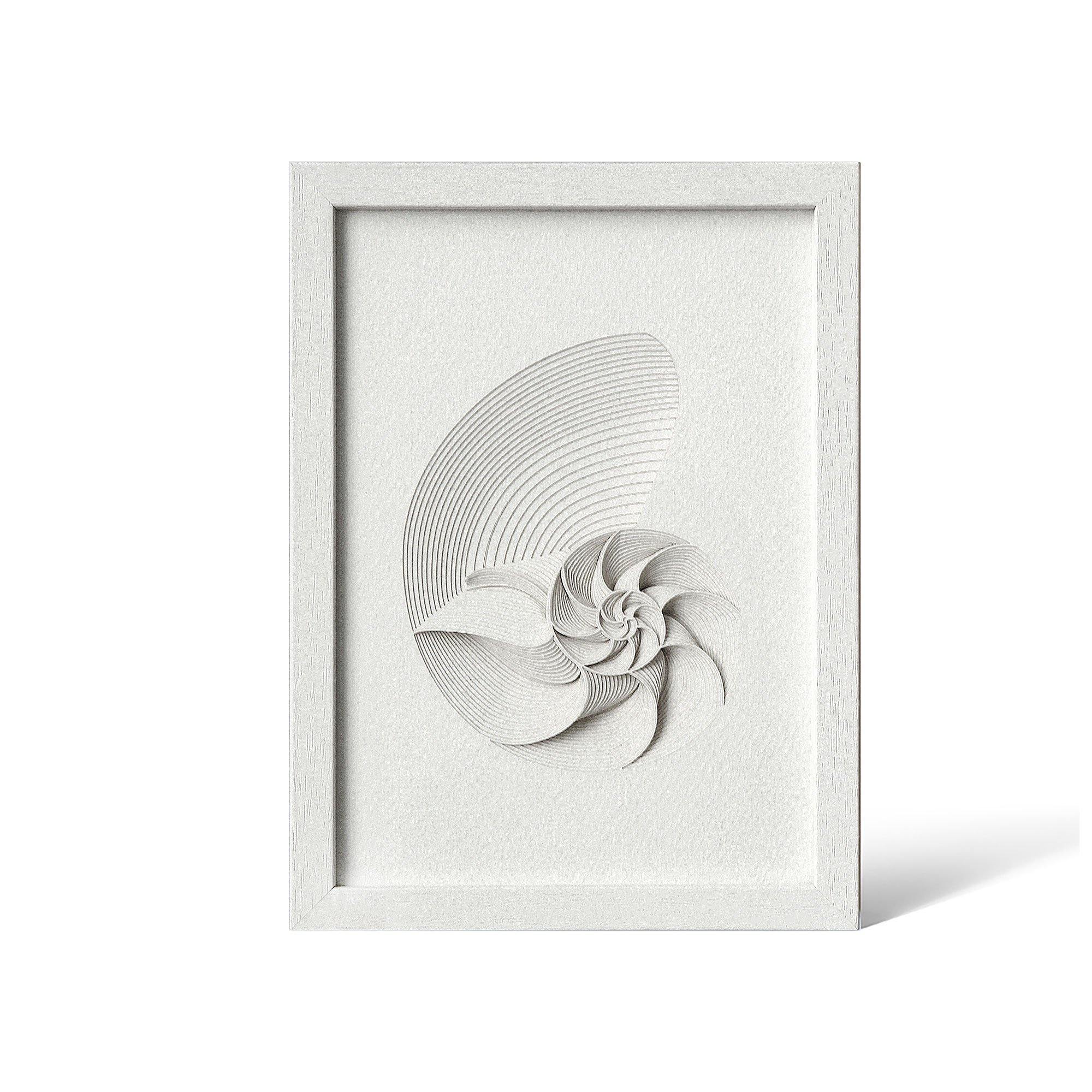 o3designstudio Nautilus Paper Art  IDEAL GIFTS A5 white framed mian PA3001
