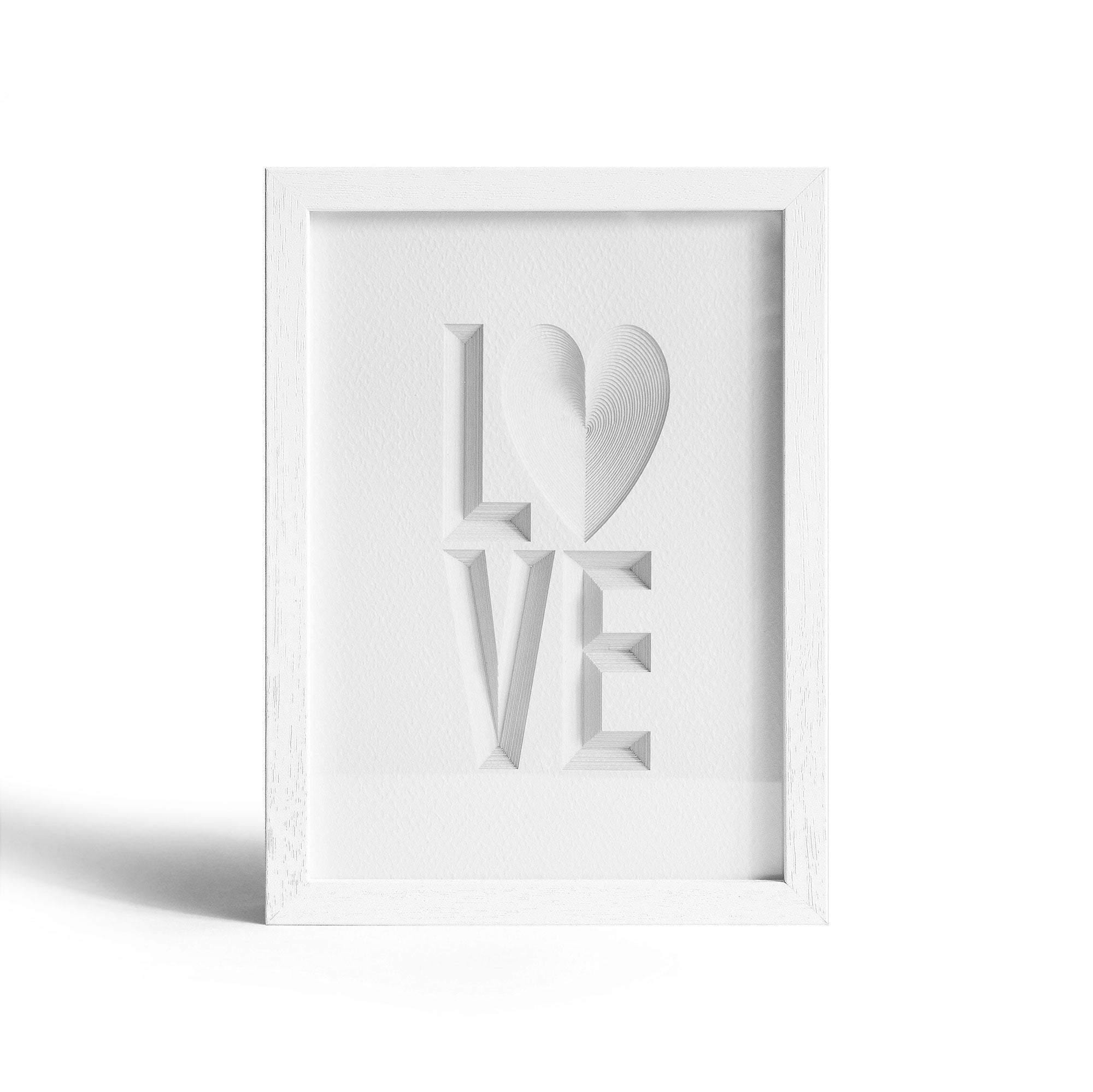 Typography paper art LOVE, Paper Art  IDEAL GIFTS A5 Frame - o3designstudio