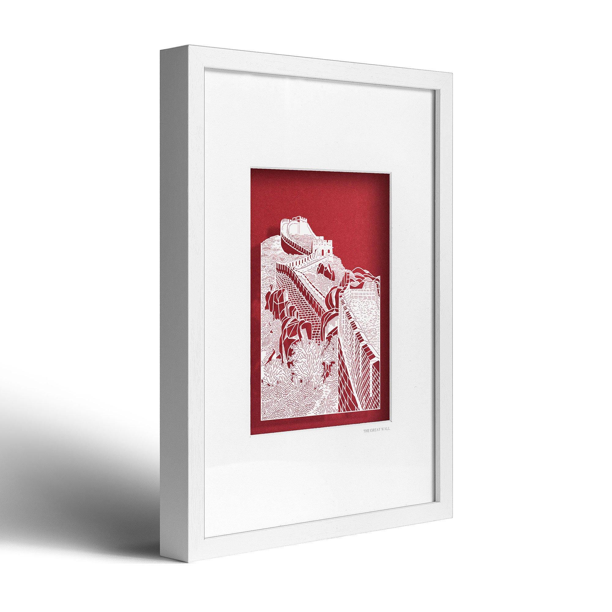 The Great Wall paper-cut,  A4 Frame, Paper Art  IDEAL GIFTS - o3designstudio